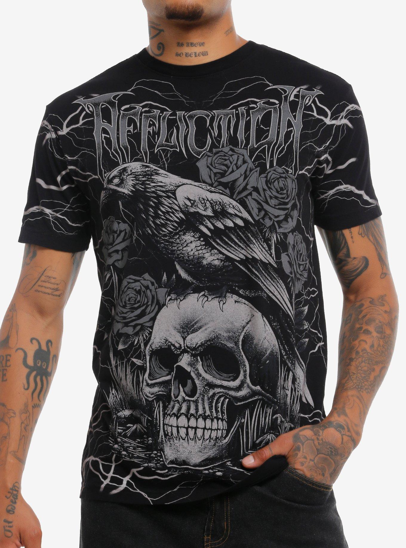 Affliction Crow & Skull T-Shirt, , hi-res