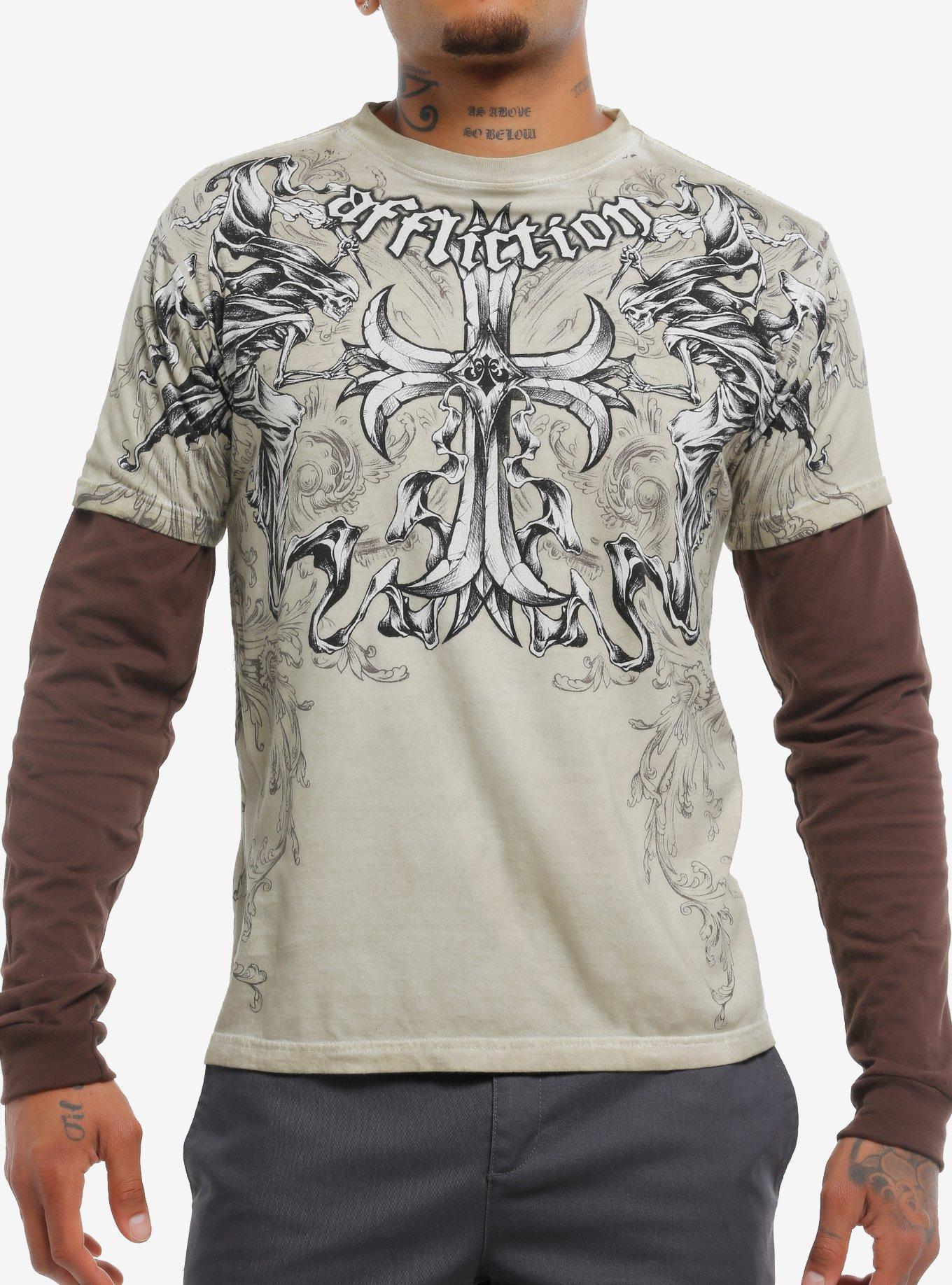 Affliction Cross & Skeleton Warriors Twofer Long-Sleeve T-Shirt, , hi-res