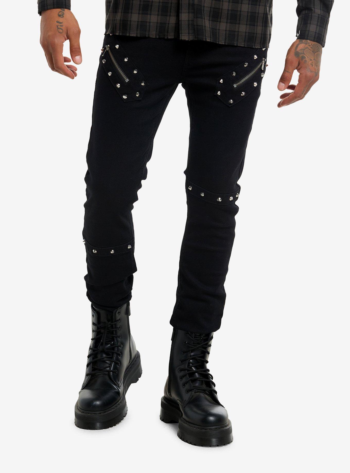 Black Studded Stinger Jeans, , hi-res
