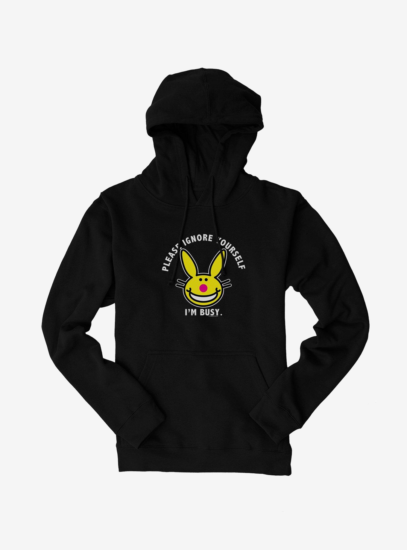 It's Happy Bunny Ignore Yourself Hoodie, BLACK, hi-res