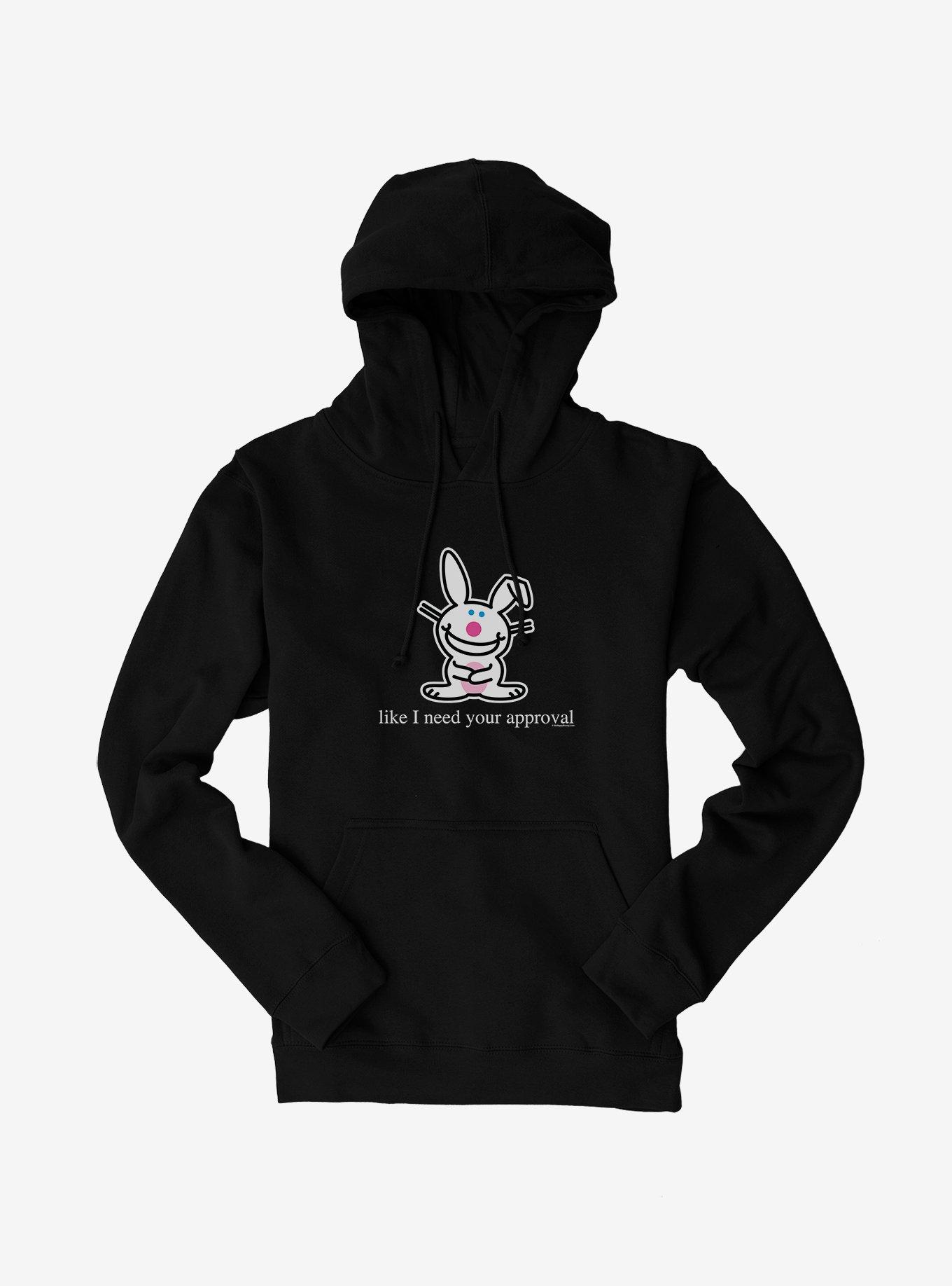 It's Happy Bunny Don't Need Your Approval Hoodie, BLACK, hi-res