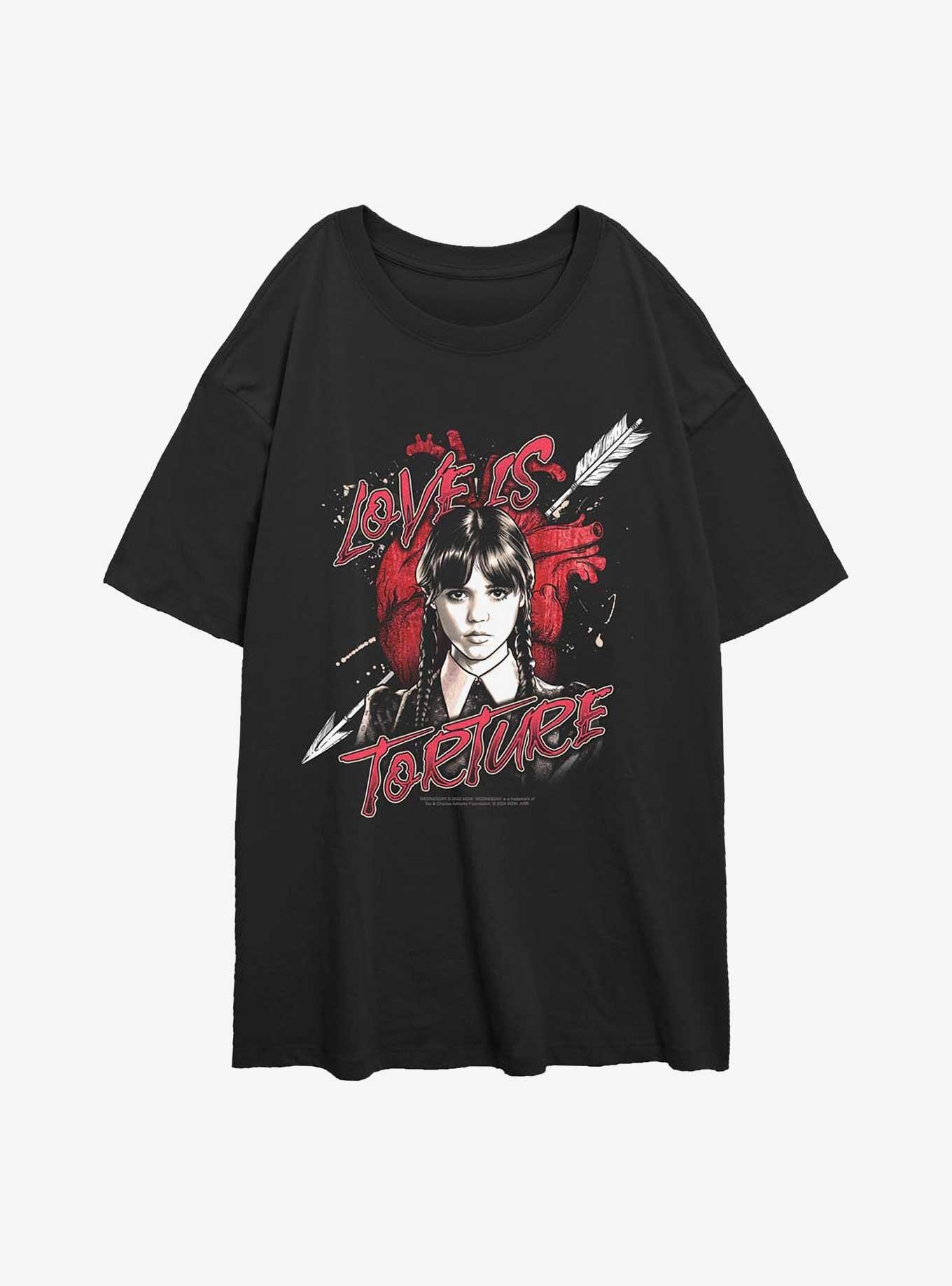 Wednesday Love Is Torture Girls Oversized T-Shirt, , hi-res