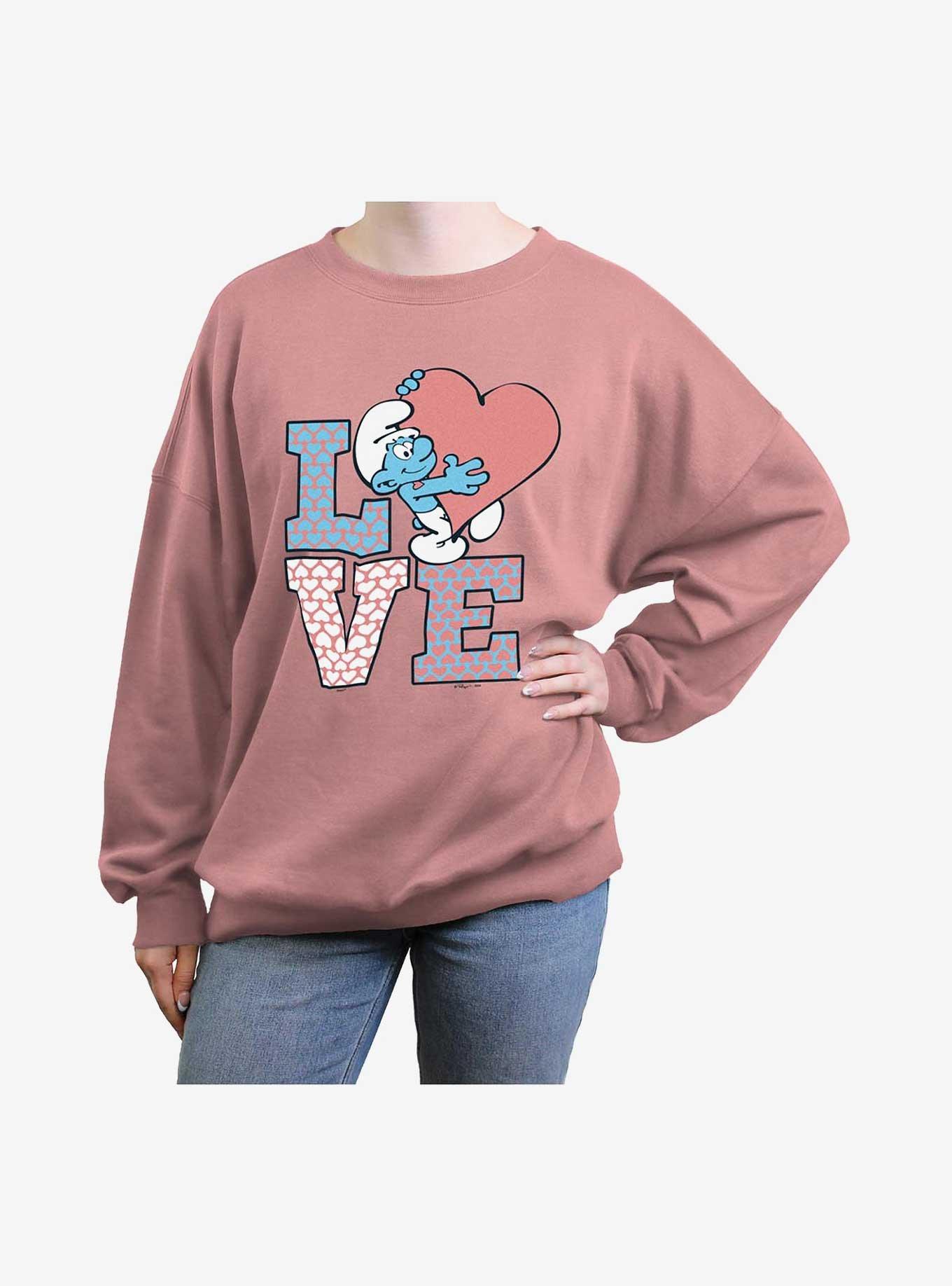 The Smurfs Love Smurf Girls Oversized Sweatshirt, , hi-res