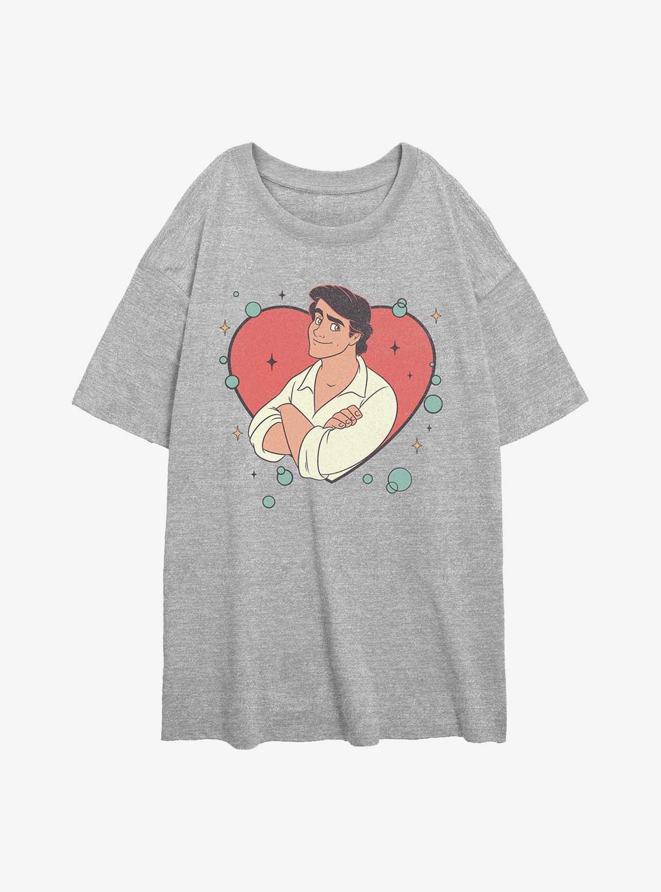 Disney Princesses The Little Mermaid Prince Eric Heart Lock Up Girls Oversized T-Shirt