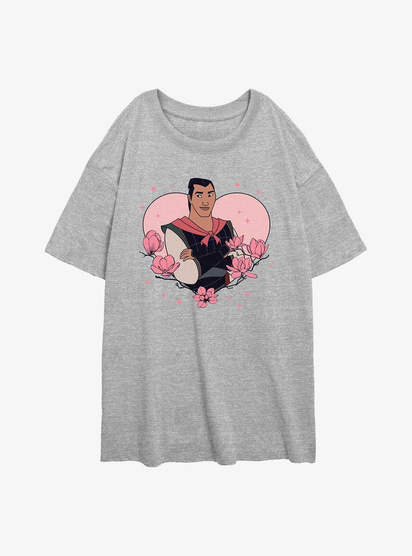 Disney Princesses Mulan Li Shang Heart Lock Up Girls Oversized T-Shirt