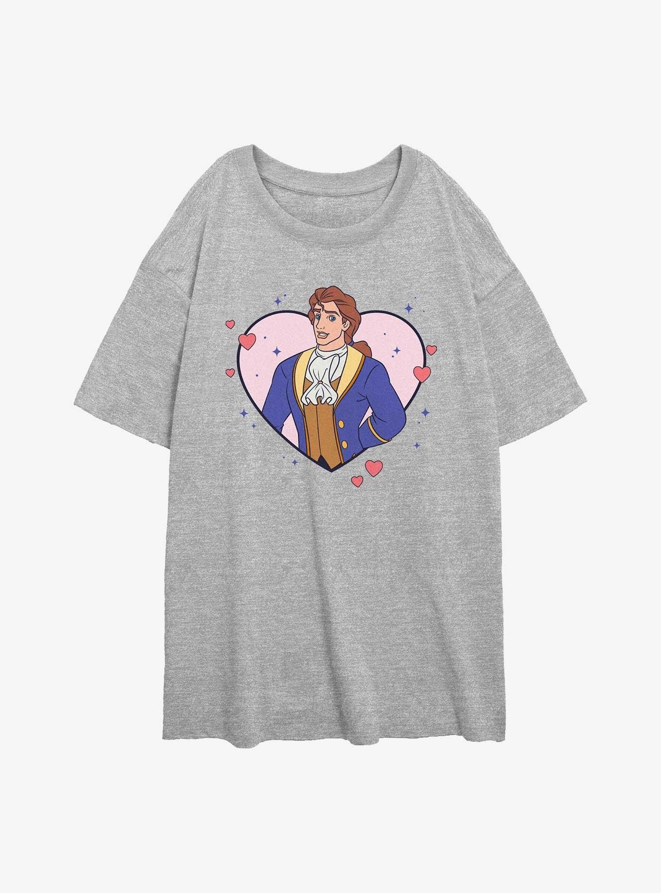 Disney Princesses Beauty And The Beast Prince Adam Heart Lock Up Girls Oversized T-Shirt, , hi-res