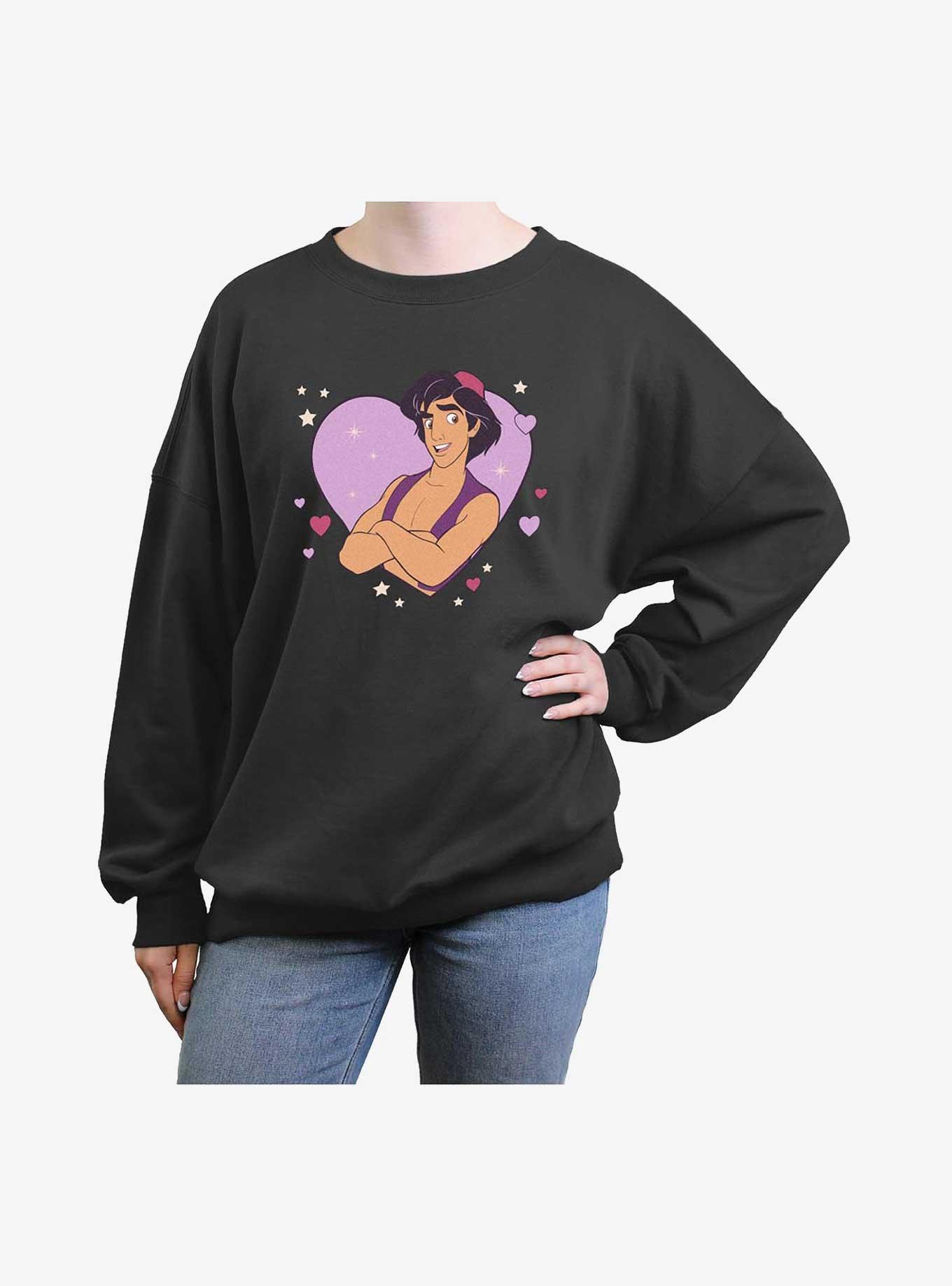 Disney Princesses Aladdin Heart Lock Up Girls Oversized Sweatshirt, CHARCOAL, hi-res