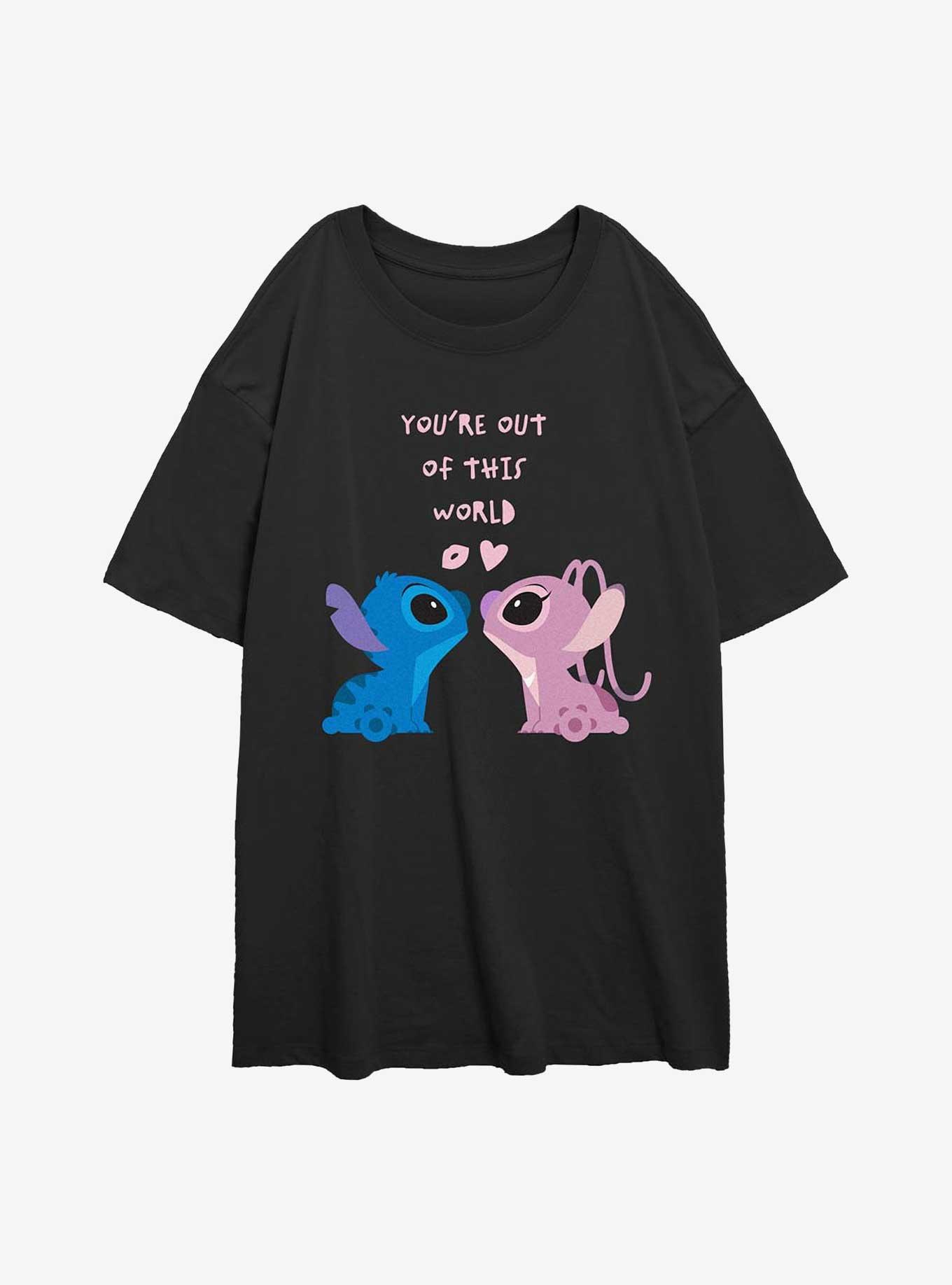 Disney Lilo & Stitch With Angel Out Of This World Girls Oversized T-Shirt, BLACK, hi-res