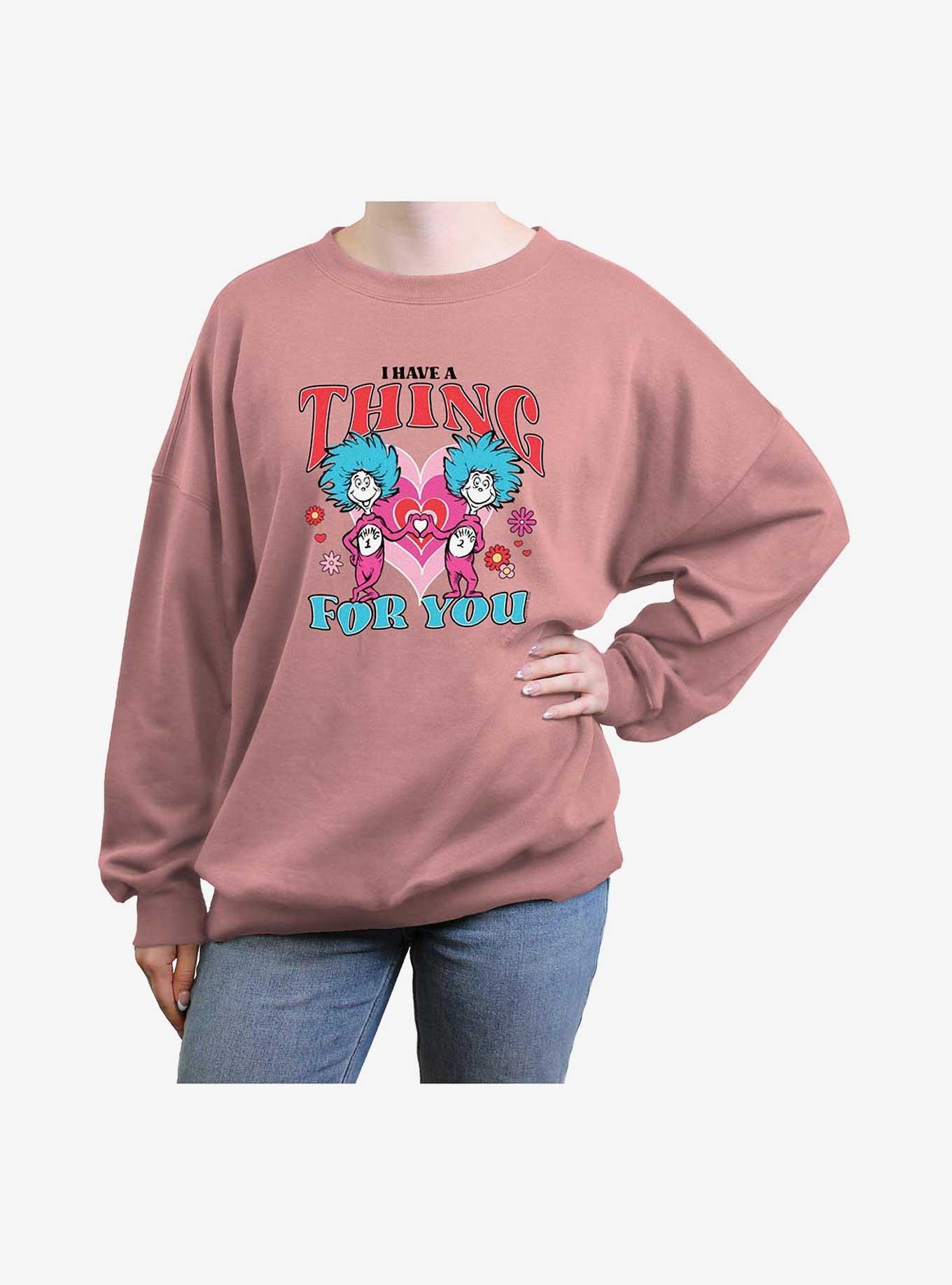 Dr. Seuss I Have A Thing Girls Oversized Sweatshirt, DESERTPNK, hi-res