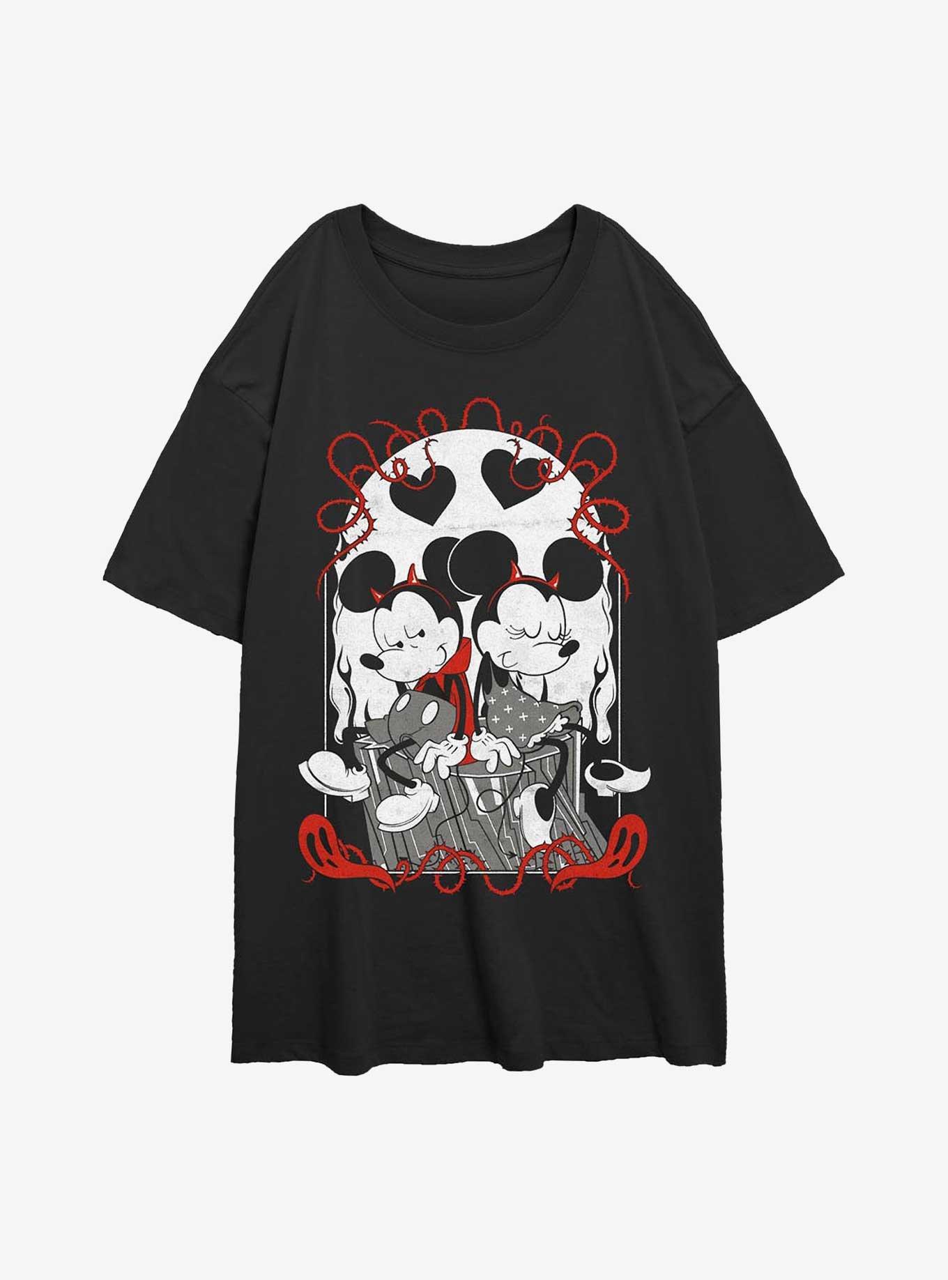 Disney Mickey Mouse & Minnie Mouse Goth Tarot Girls Oversized T-Shirt, BLACK, hi-res