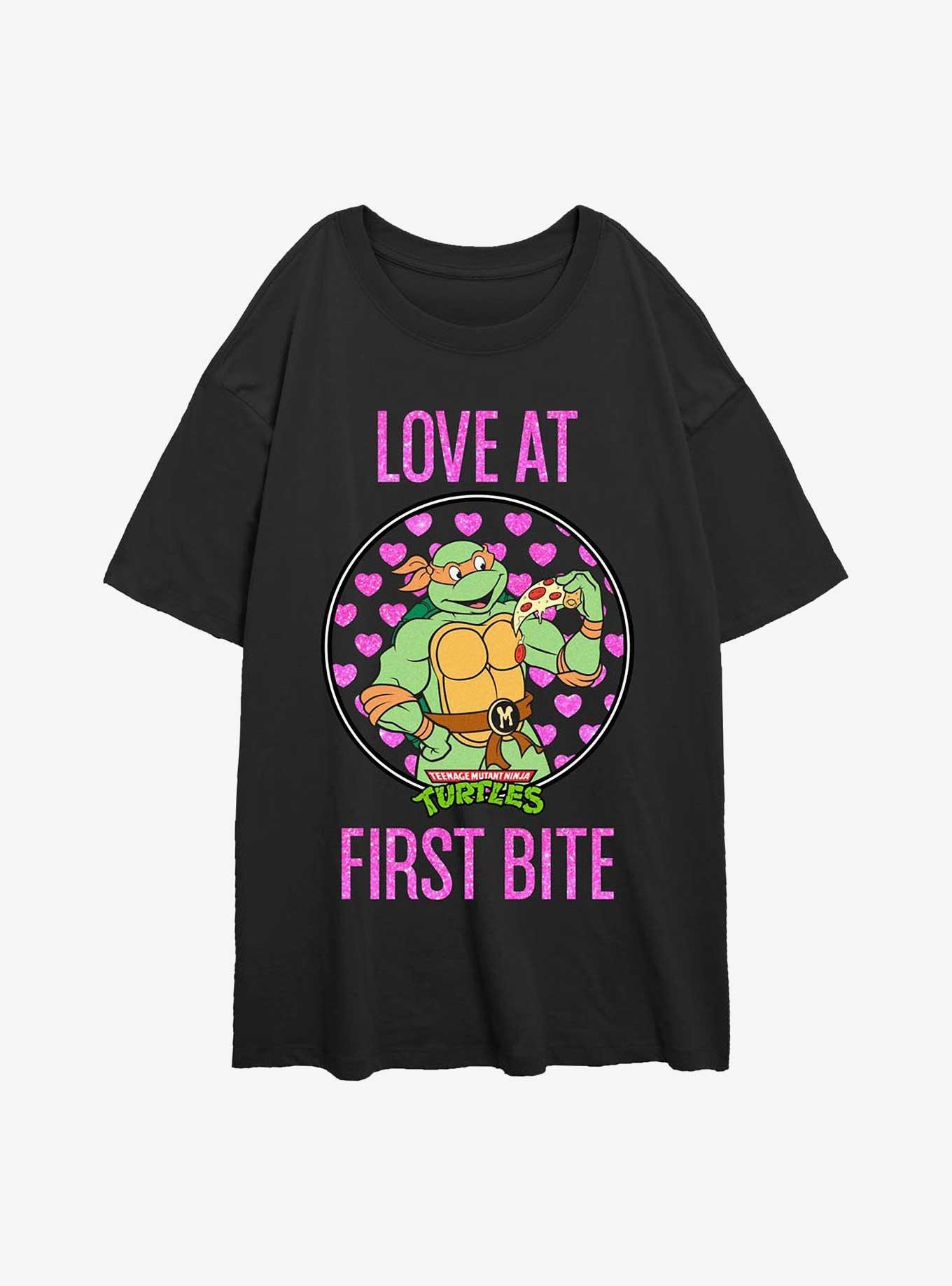 Teenage Mutant Ninja Turtles Michelangeleo Love At First Bite Girls Oversized T-Shirt