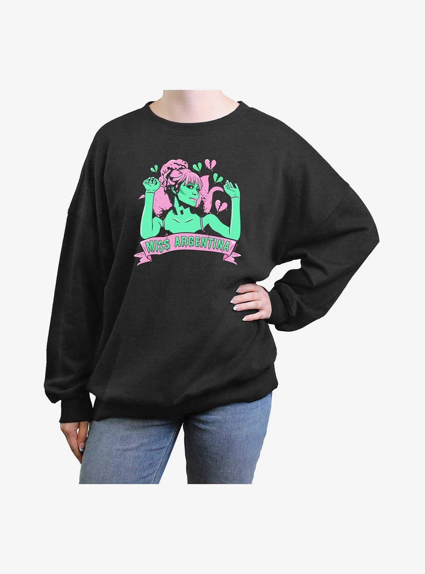 Beetlejuice Miss Argentina Heart Breaker Girls Oversized Sweatshirt, CHAR HTR, hi-res