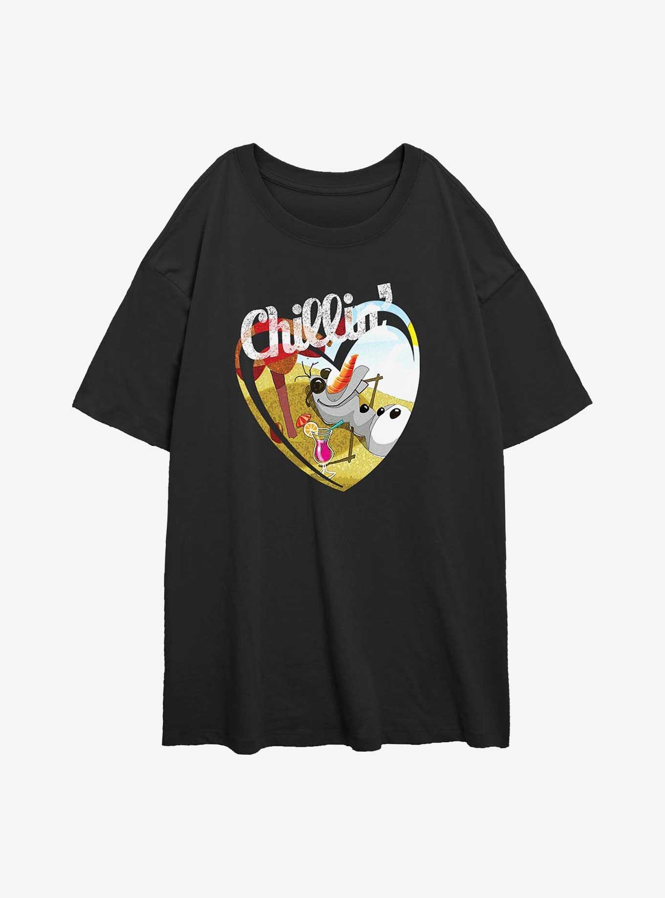 Disney Frozen Olaf Chillin Girls Oversized T-Shirt, BLACK, hi-res
