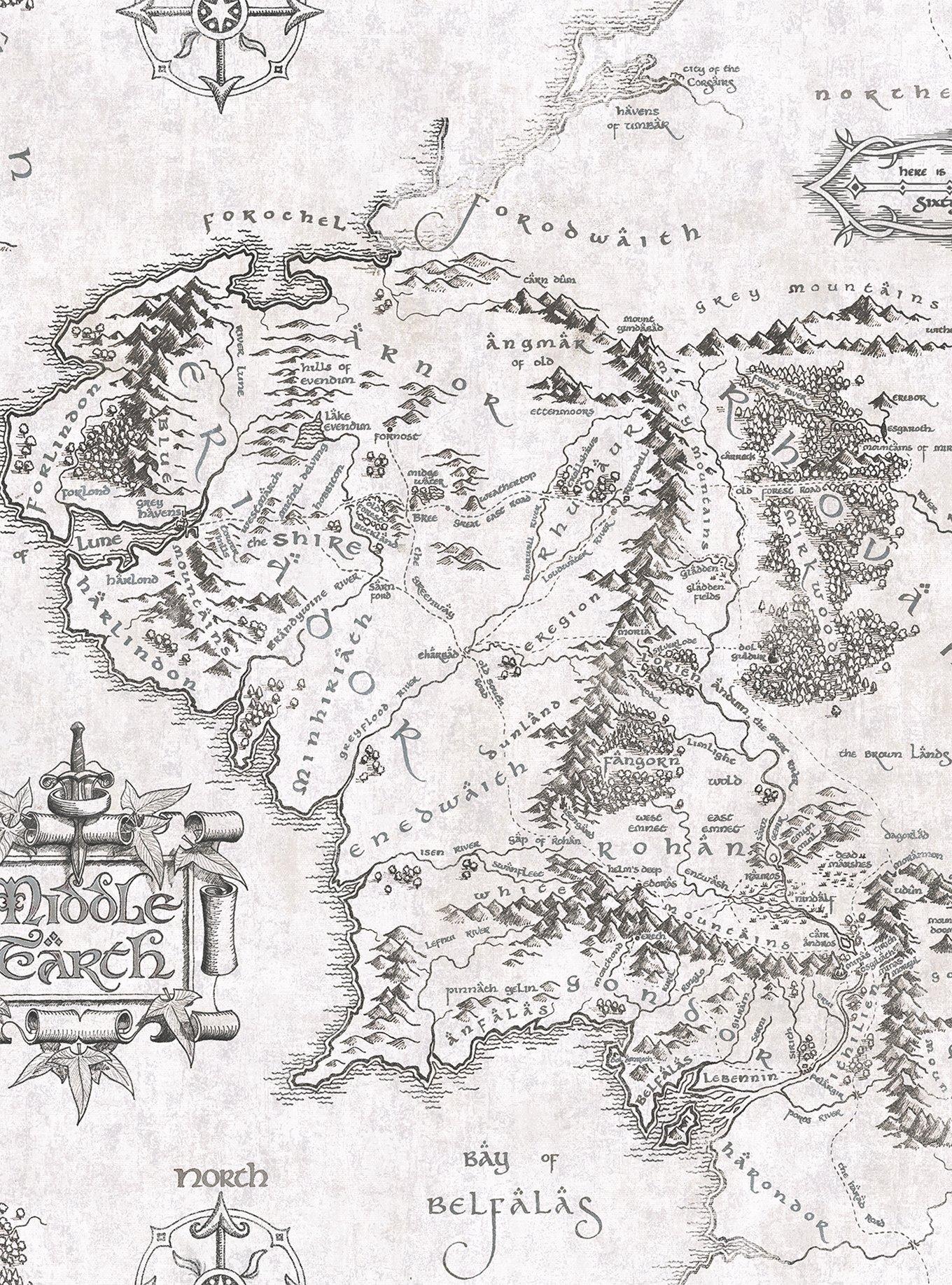 Lord of the Rings Middle Earth Map Peel & Stick Wallpaper, , hi-res
