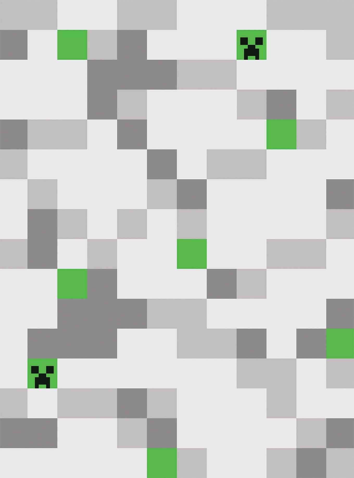 Minecraft Grey Pixel Creeper Peel & Stick Wallpaper, , hi-res