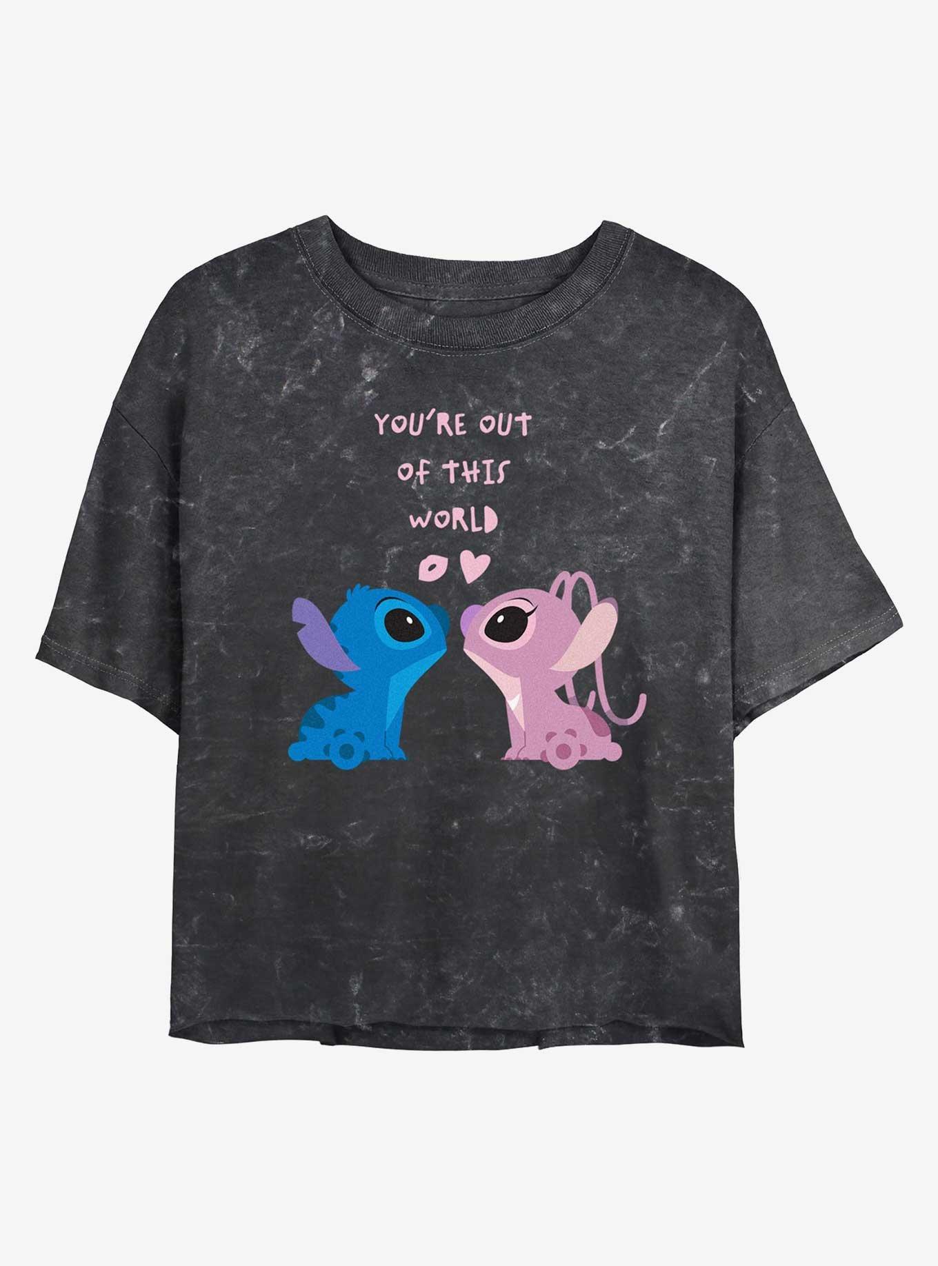 Disney Lilo & Stitch Youre Out Of This World Mineral Wash Womens Crop T-Shirt, , hi-res