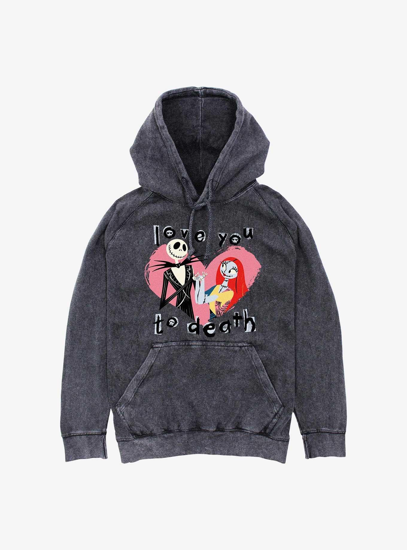 Disney The Nightmare Before Christmas Love You To Death Mineral Wash Hoodie, , hi-res