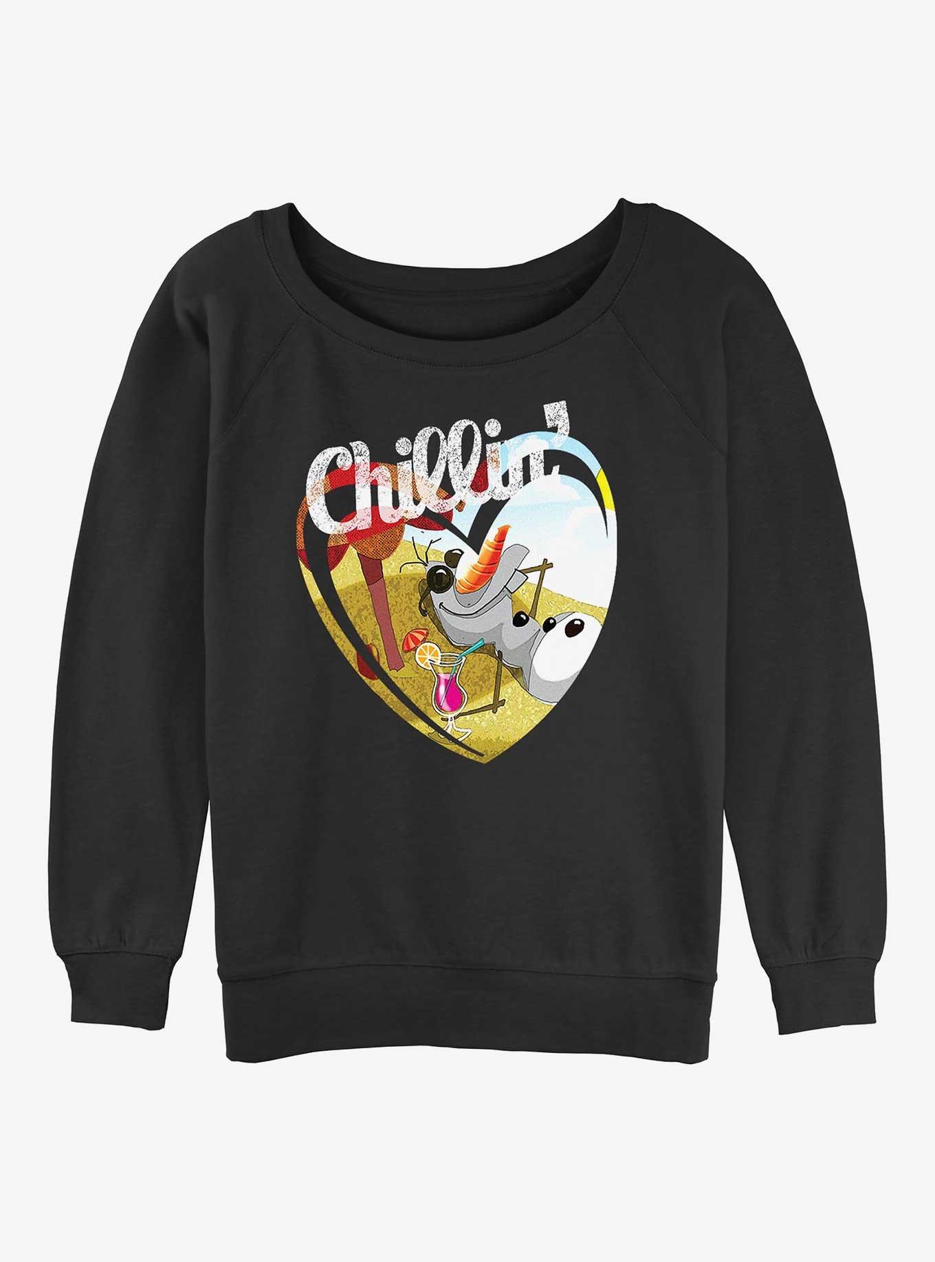 Disney Frozen Chillin Olaf Heart Womens Slouchy Sweatshirt, , hi-res