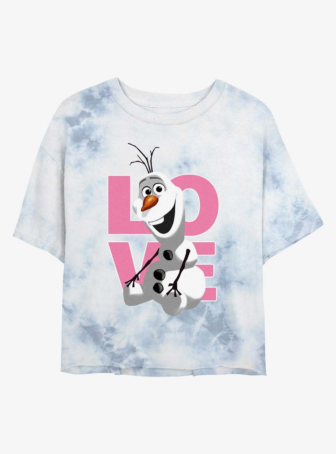 Disney Frozen Love Olaf Tie Dye Crop Womens T-Shirt, WHITEBLUE, hi-res