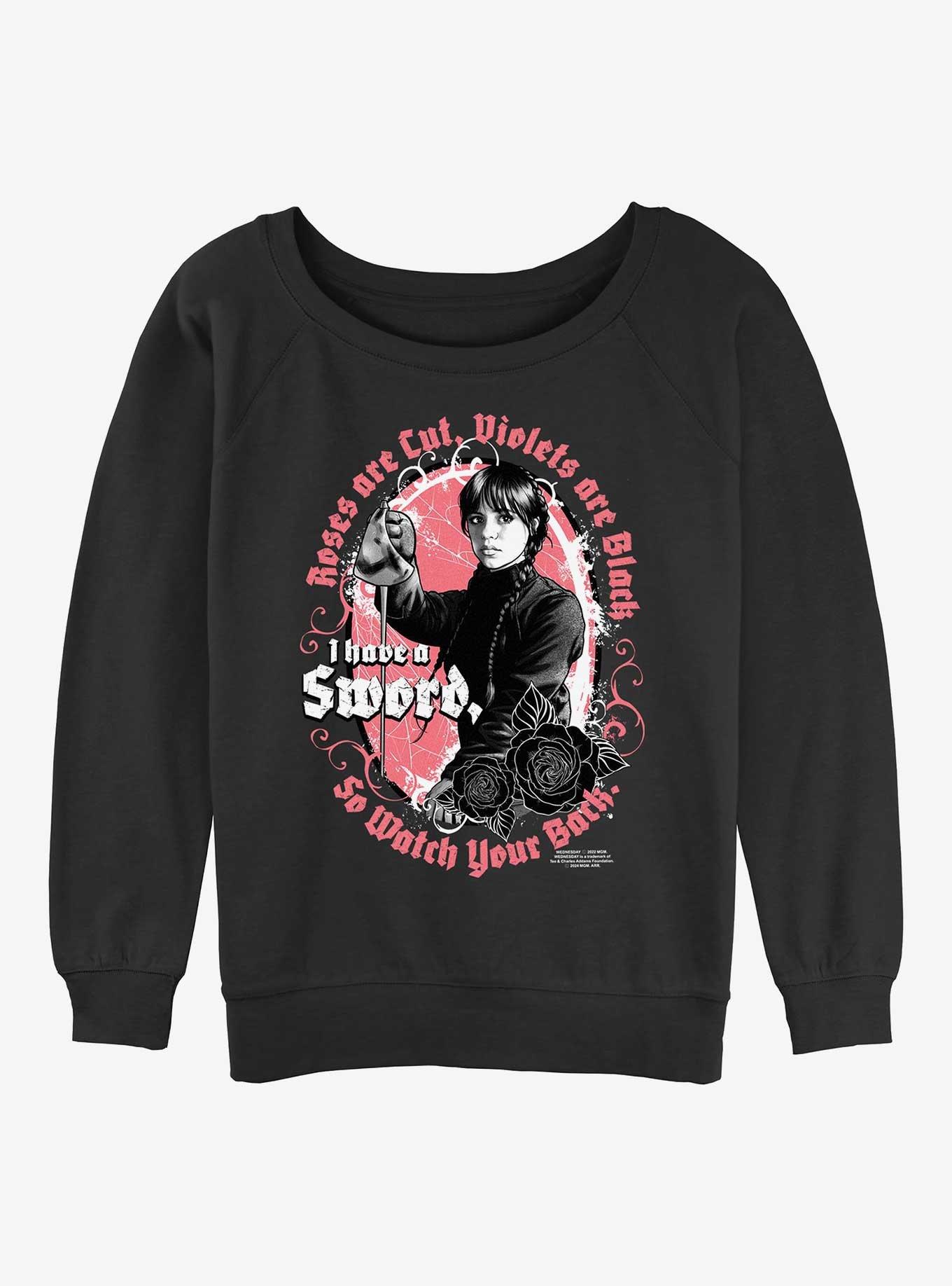 Wednesday Deadly Poem Womens Slouchy Sweatshirt, , hi-res