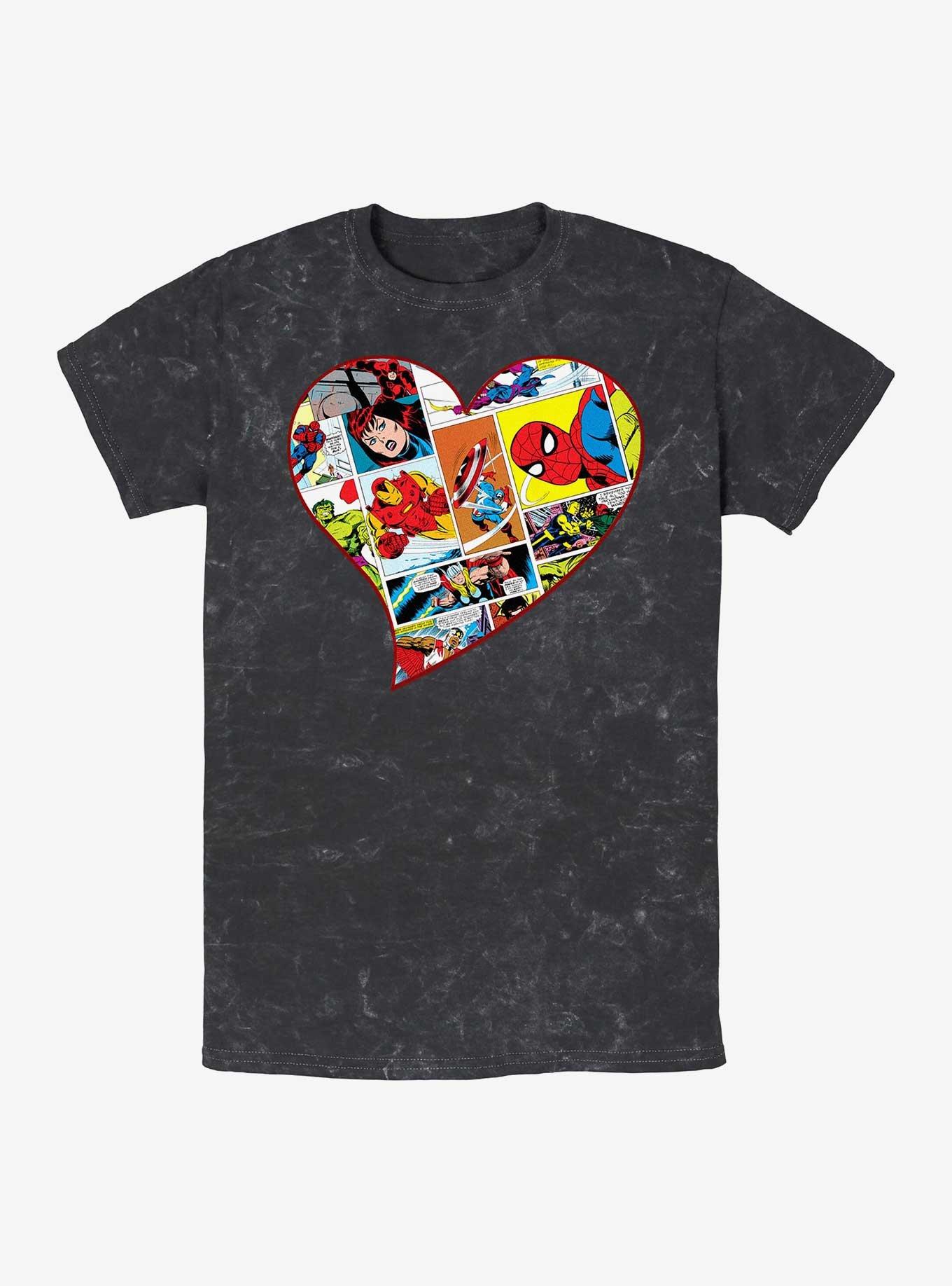 Marvel Avengers Comic Heart Mineral Wash T-Shirt, , hi-res