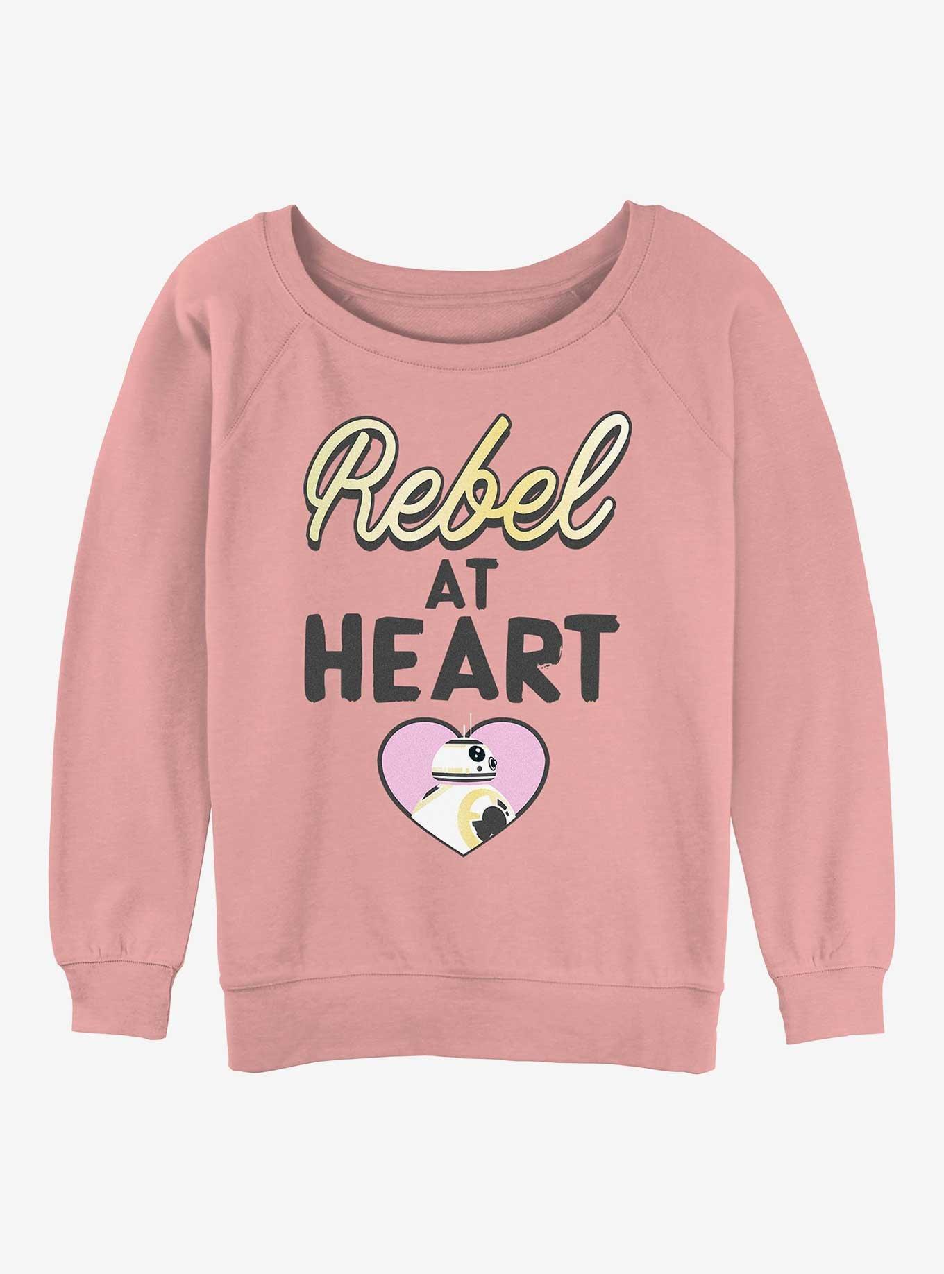 Star Wars Rebel At Heart Womens Slouchy Sweatshirt, DESERTPNK, hi-res