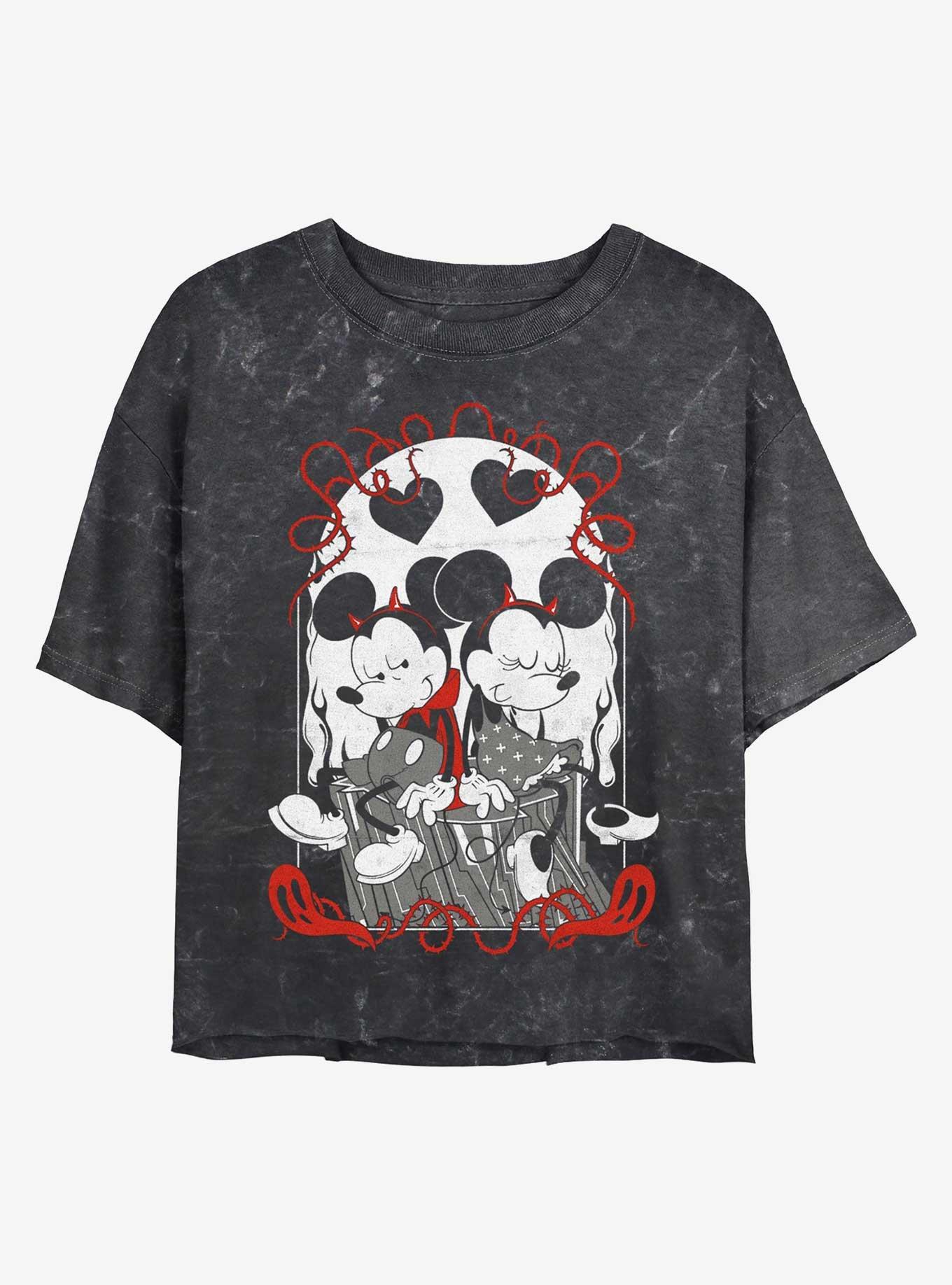 Disney Mickey Mouse and Minnie Mouse Devilish Plans Mineral Wash Womens Crop T-Shirt, , hi-res