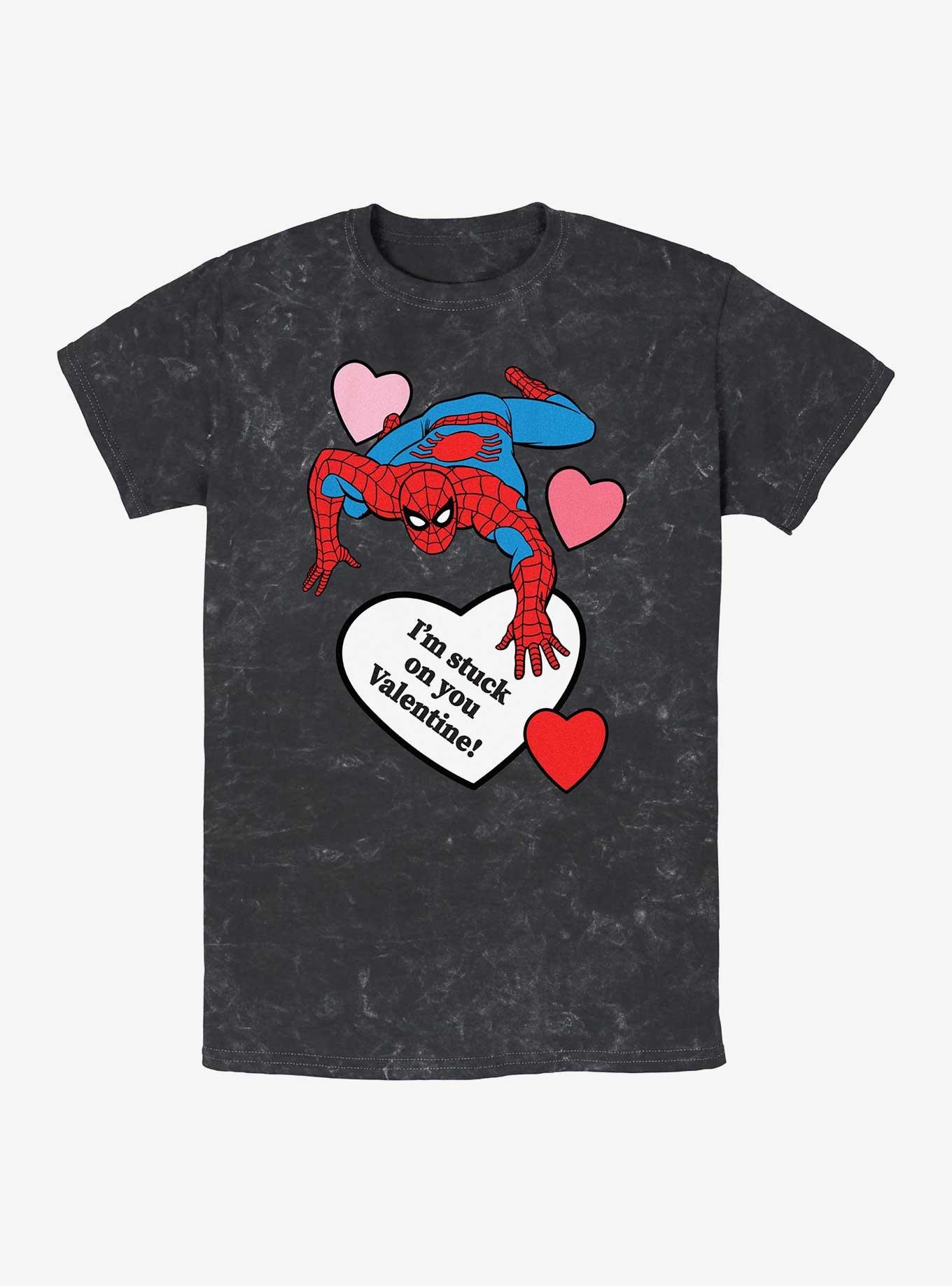 Marvel Spiderman Im Stuck On You Valentine Mineral Wash T-Shirt, , hi-res