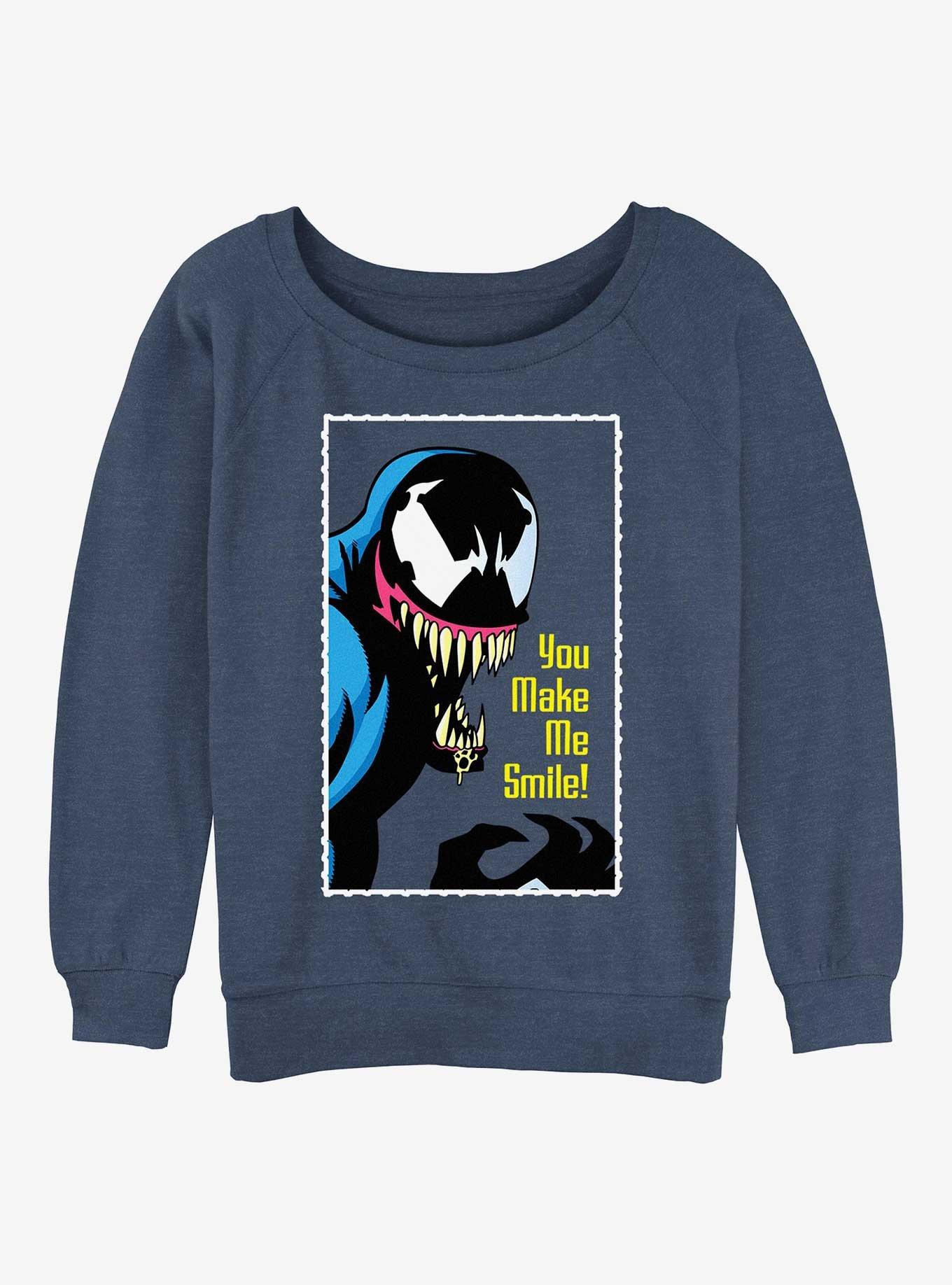 Marvel Venom You Make Me Smile Womens Slouchy Sweatshirt, BLUEHTR, hi-res