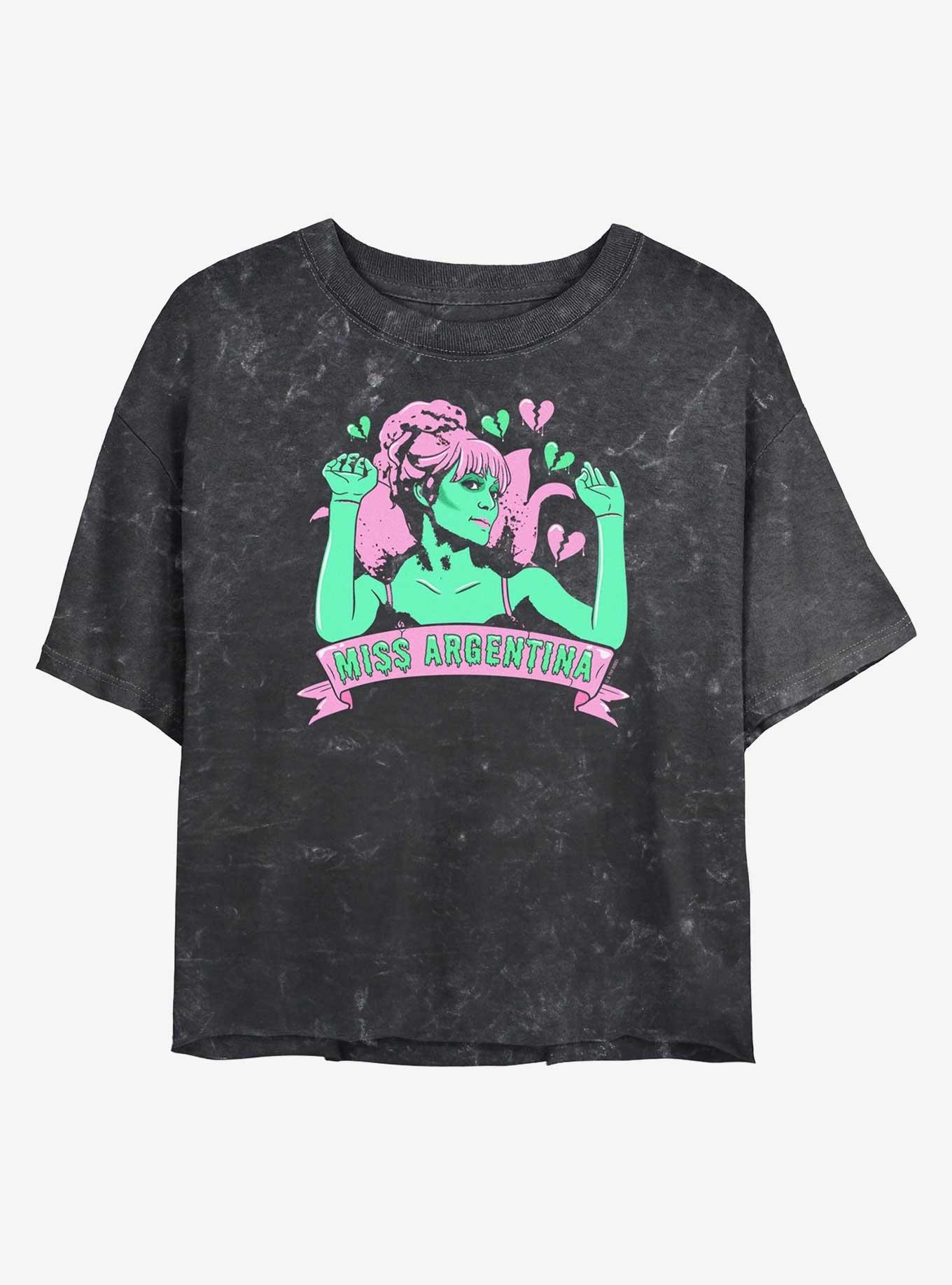 Beetlejuice Miss Argentina Hearts Mineral Wash Womens Crop T-Shirt, , hi-res