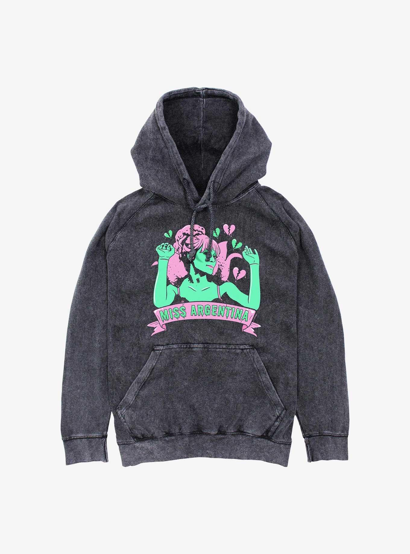 Beetlejuice Miss Argentina Hearts Mineral Wash Hoodie, , hi-res