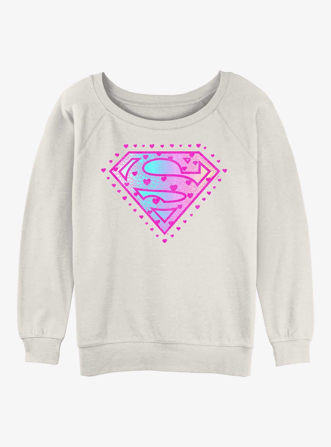 Supergirl Hearts Logo Womens Slouchy Sweatshirt, , hi-res