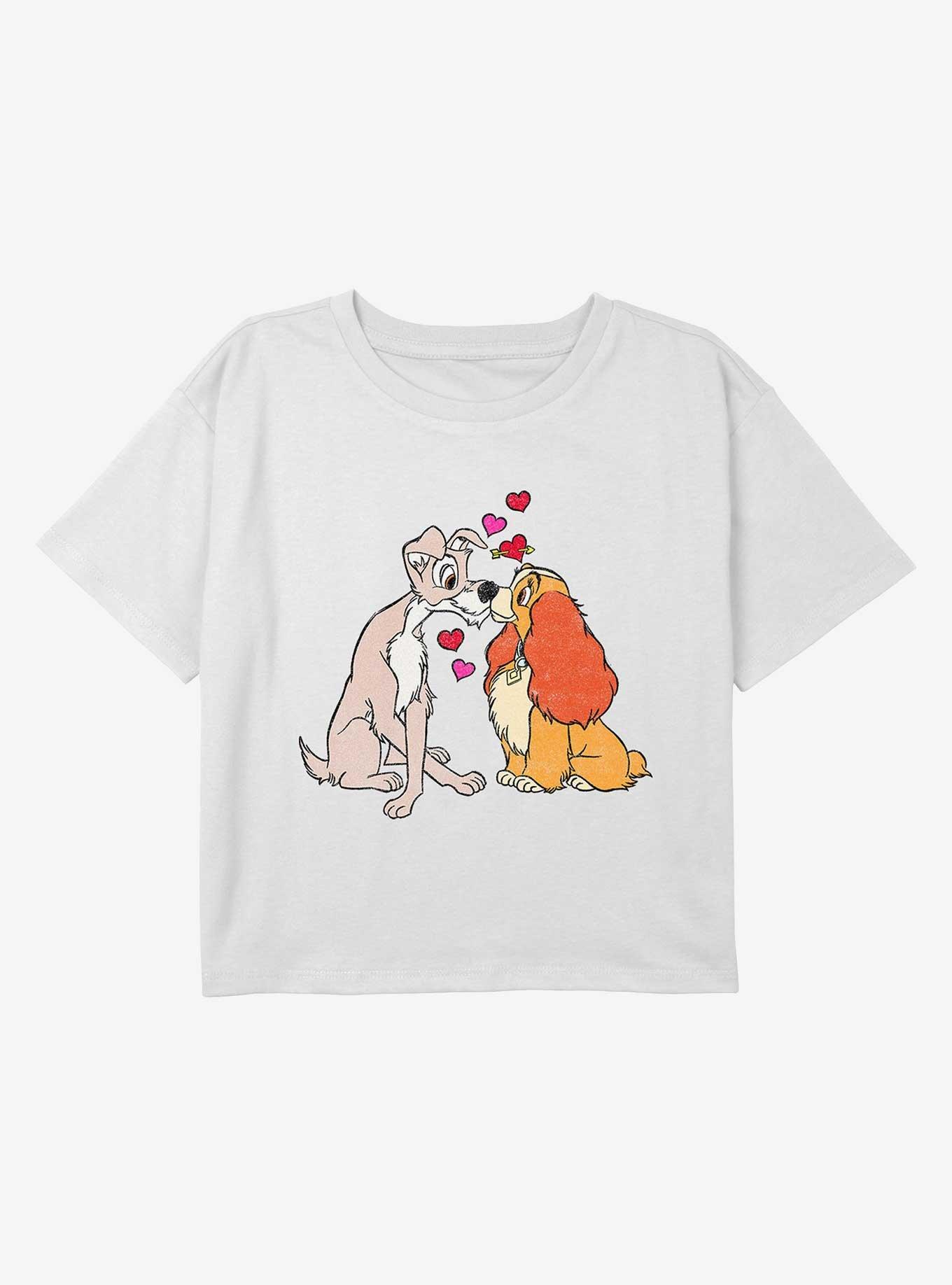 Disney Lady And The Tramp Heart Kisses Youth Girls Boxy Crop T-Shirt, , hi-res