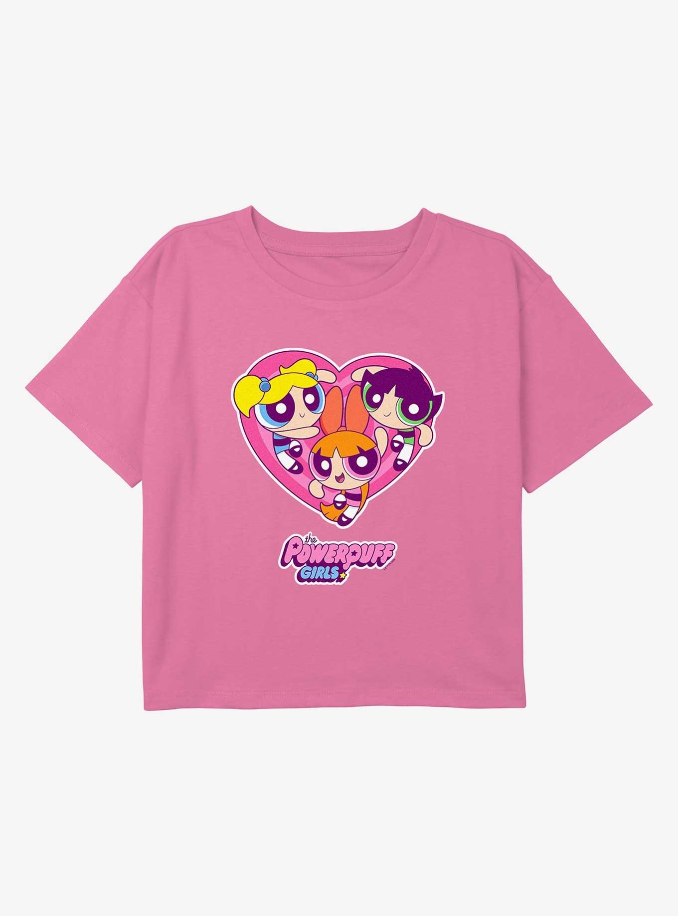 The Power Puff Girls Heart Trio Youth Girls Boxy Crop T-Shirt, , hi-res