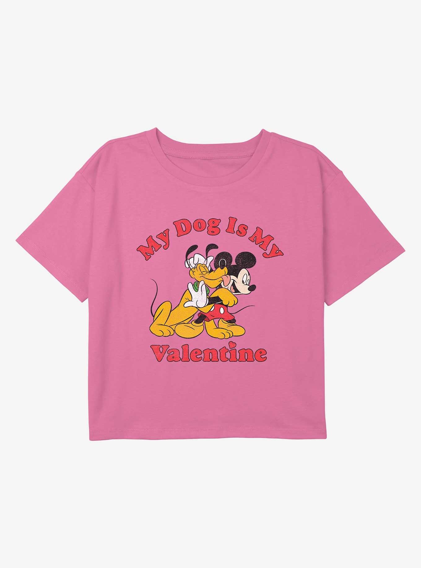 Disney Pluto My Dog Is My Valentine Youth Girls Boxy Crop T-Shirt, , hi-res