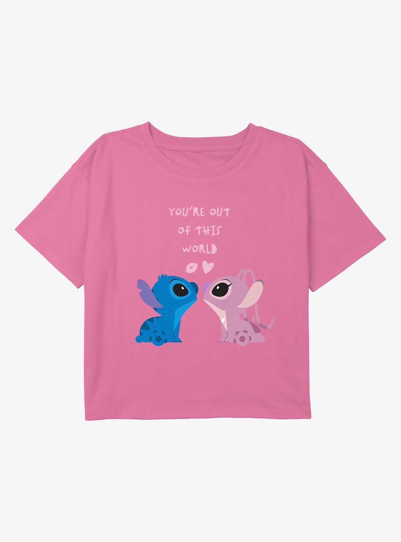 Disney Lilo & Stitch Youre Out Of This World Youth Girls Boxy Crop T-Shirt, , hi-res