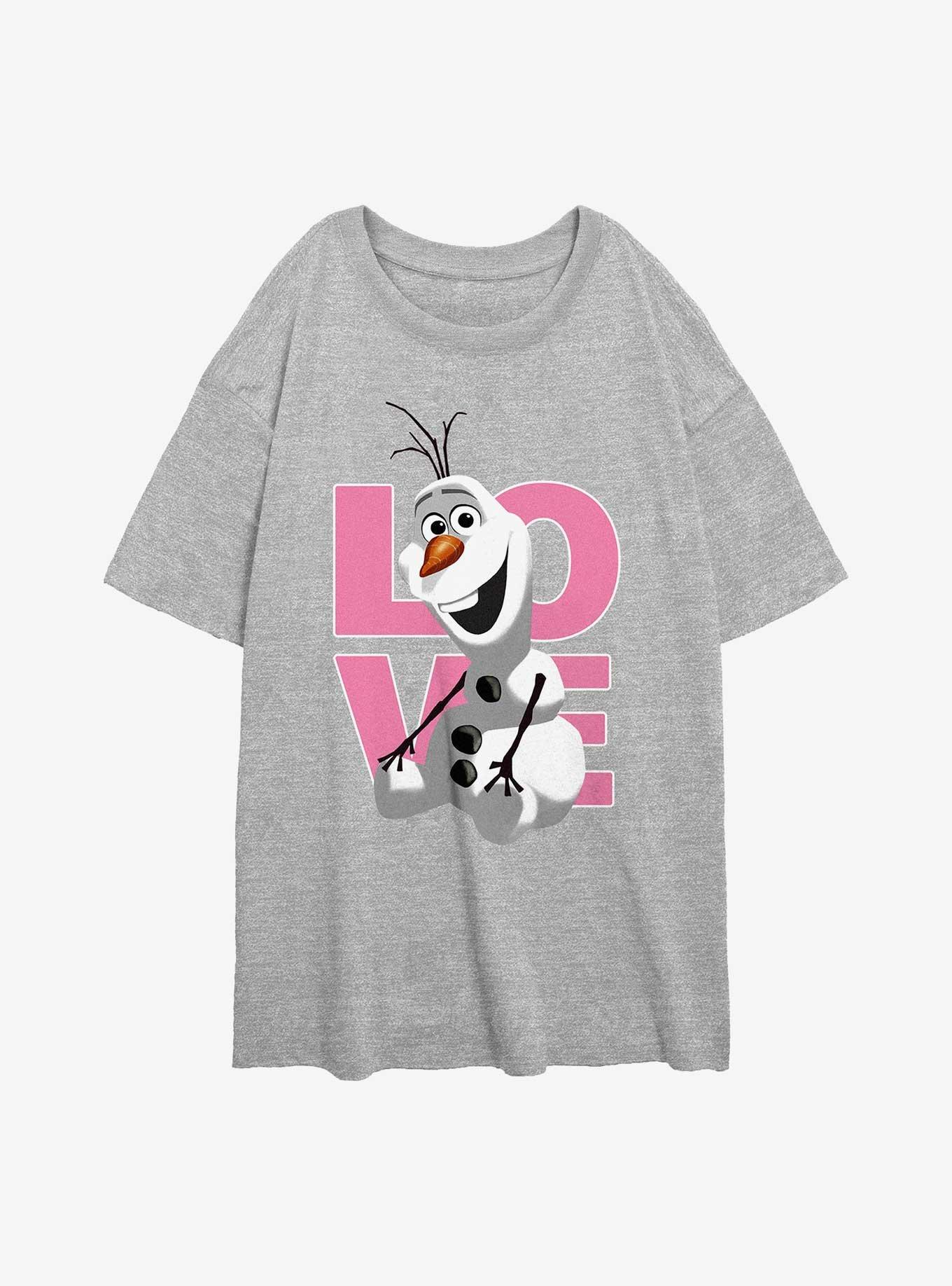 Disney Frozen Love Olaf Womens Oversized T-Shirt, ATH HTR, hi-res