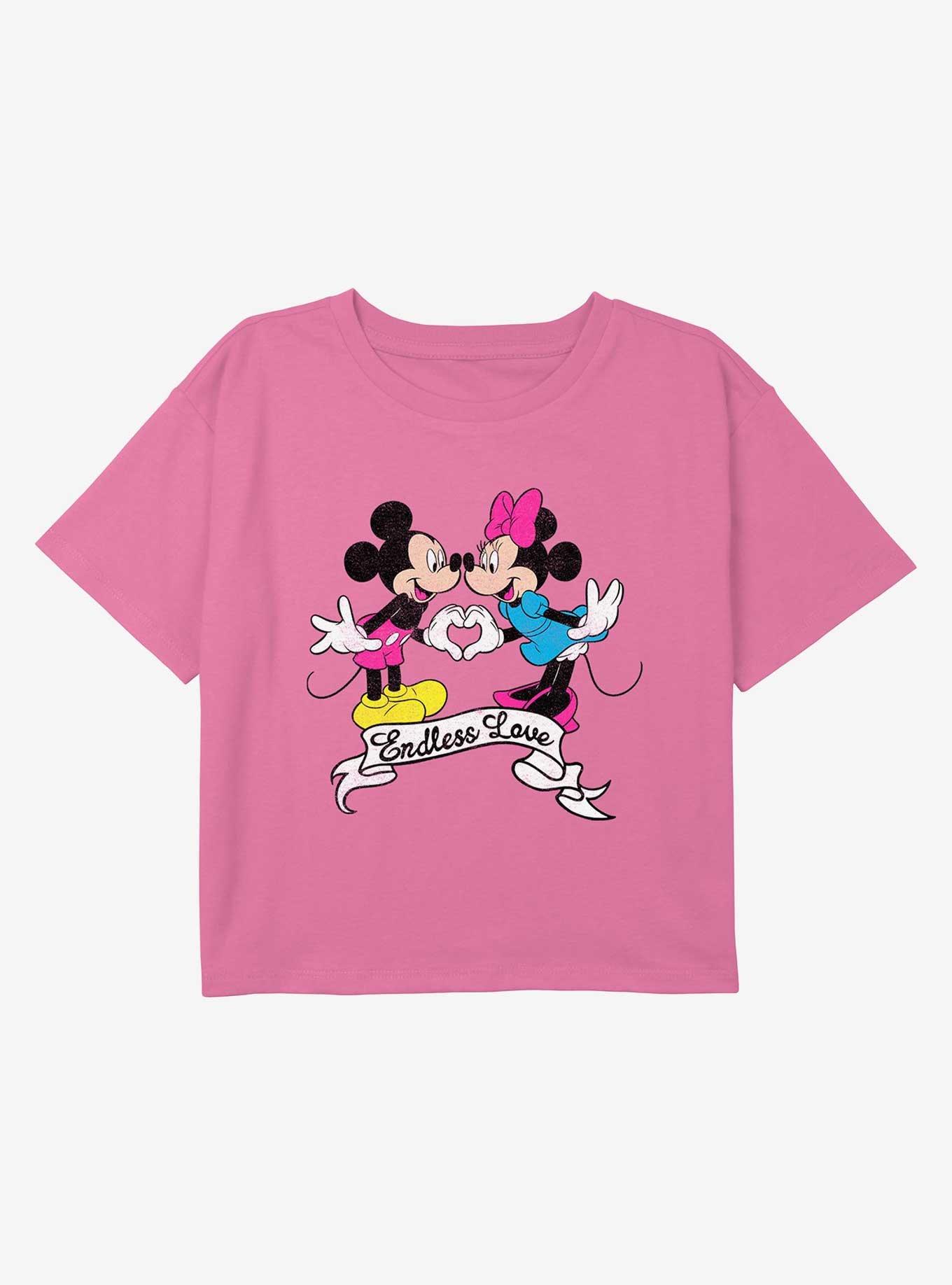 Disney Mickey Mouse and Minnie Mouse Endless Love Youth Girls Boxy Crop T-Shirt, , hi-res