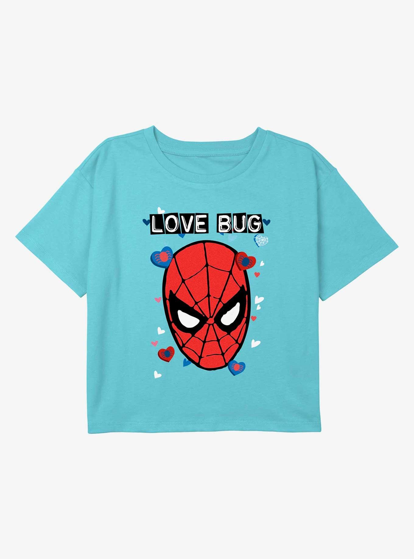 Marvel Spider Man Love Bug Youth Girls Boxy Crop T-Shirt, , hi-res