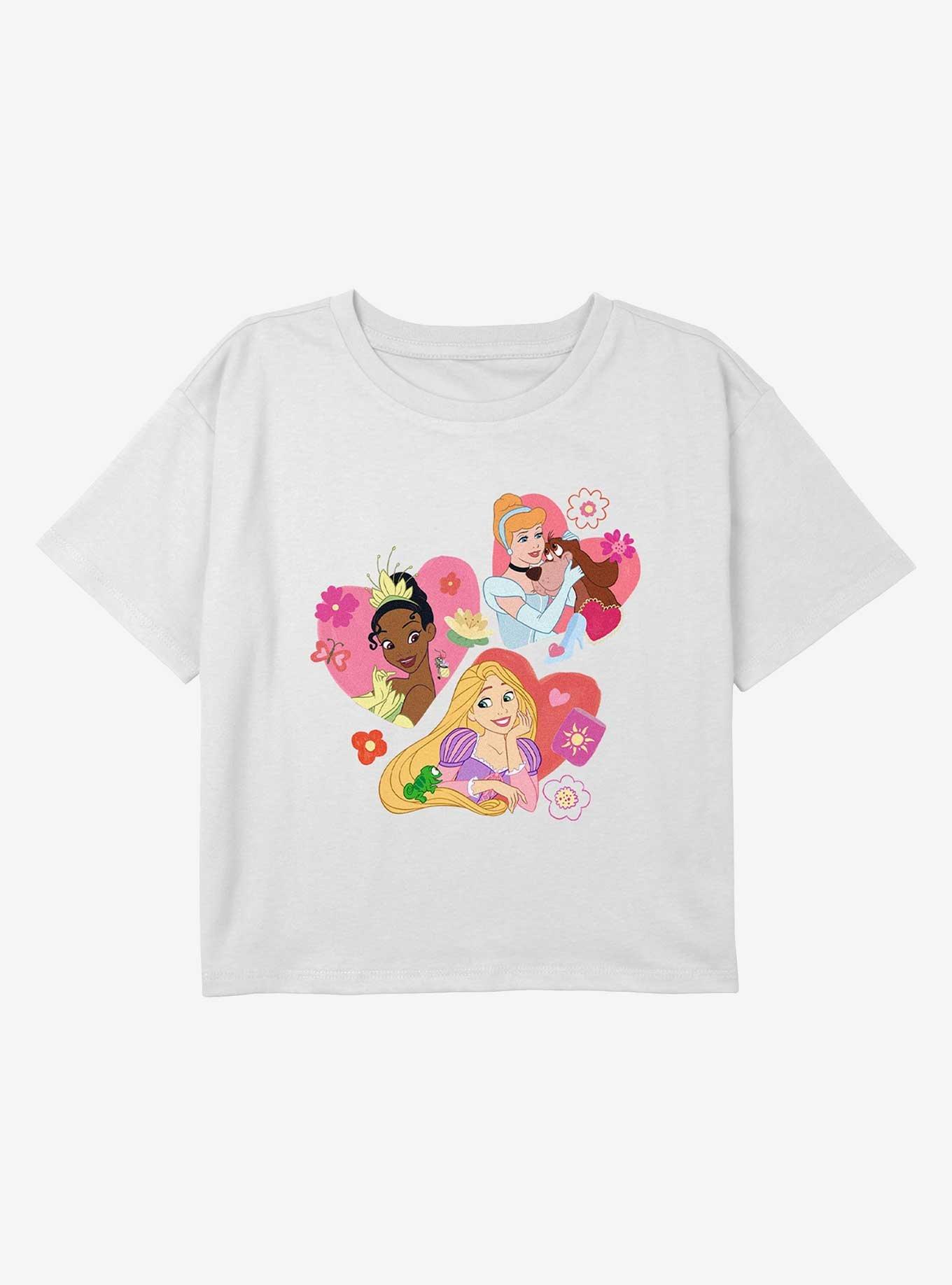 Disney Princess Heart Portraits Youth Girls Boxy Crop T-Shirt, , hi-res