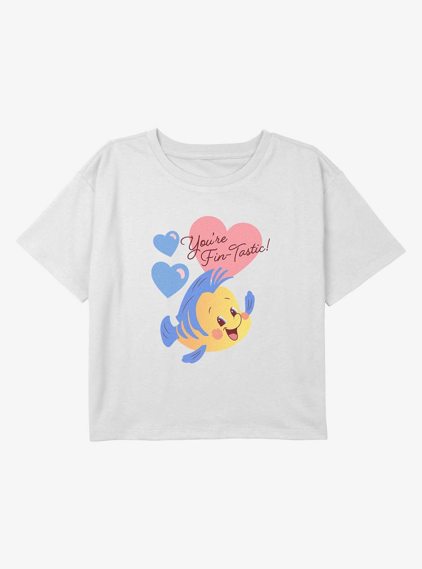 Disney Princess Youre Fin Tastic Heart Youth Girls Boxy Crop T-Shirt, , hi-res