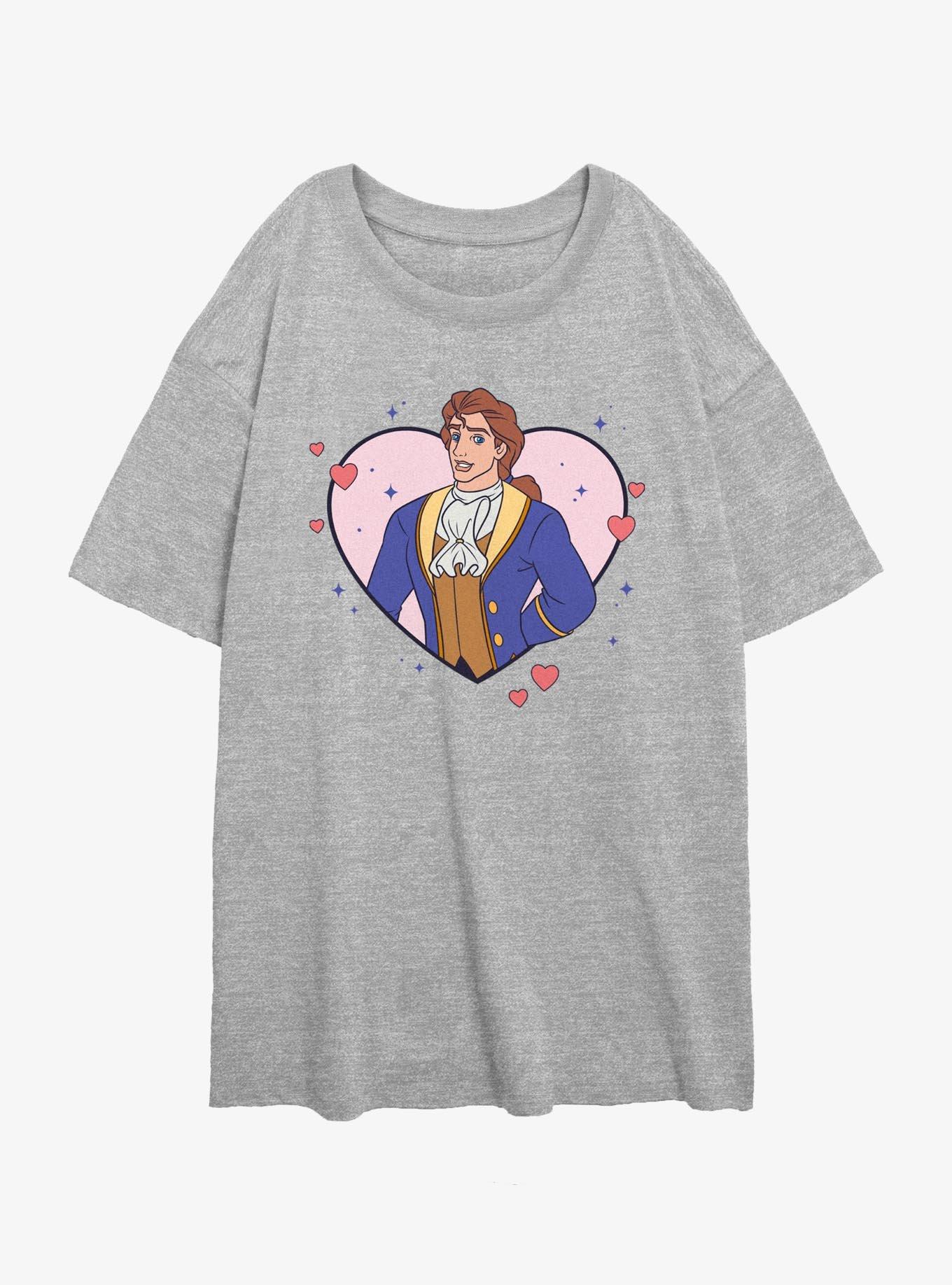 Disney Princess The Beast Prince Adam Heart Womens Oversized T-Shirt, , hi-res