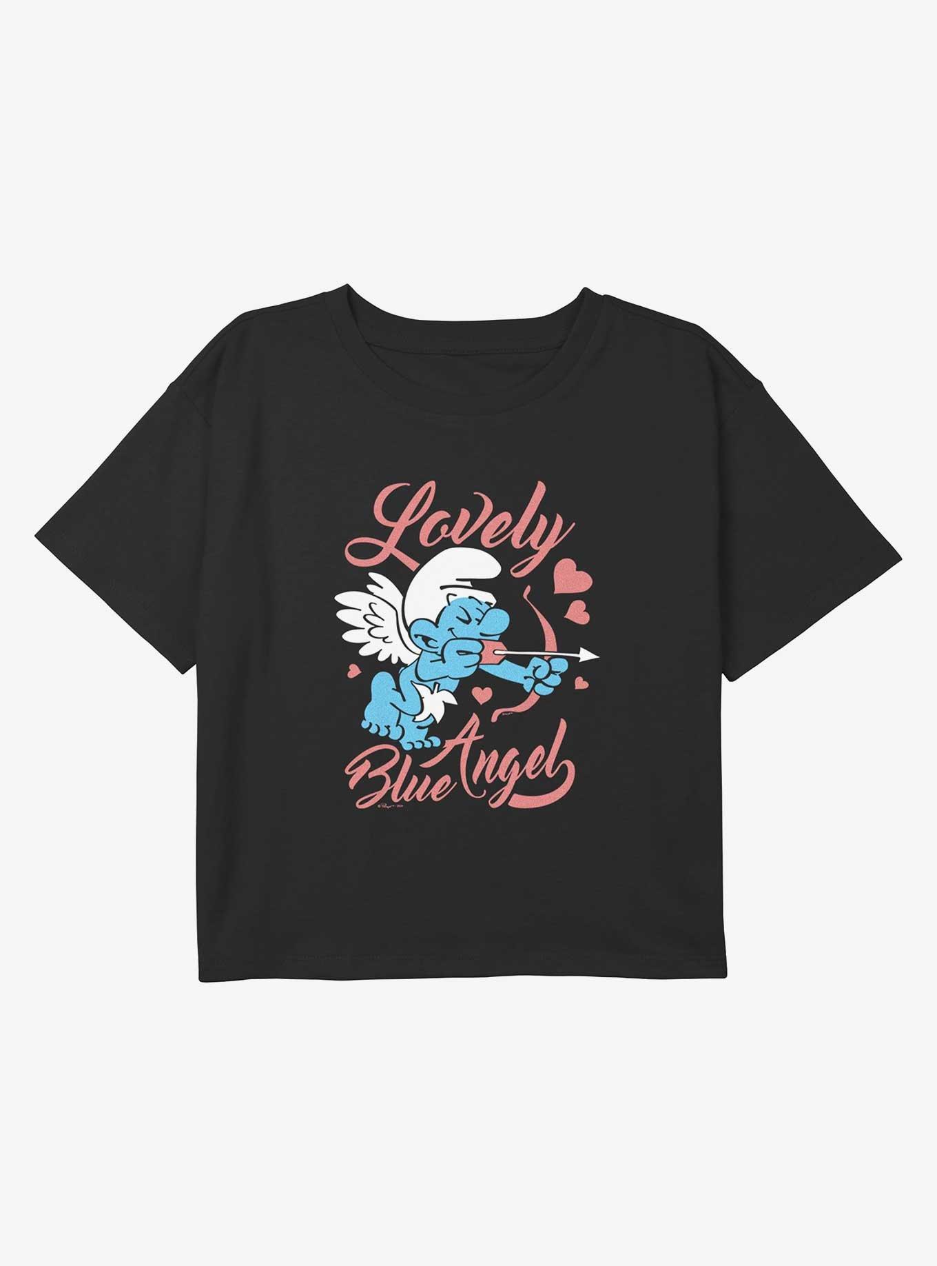 The Smurfs Lovely Blue Angel Youth Girls Boxy Crop T-Shirt, , hi-res