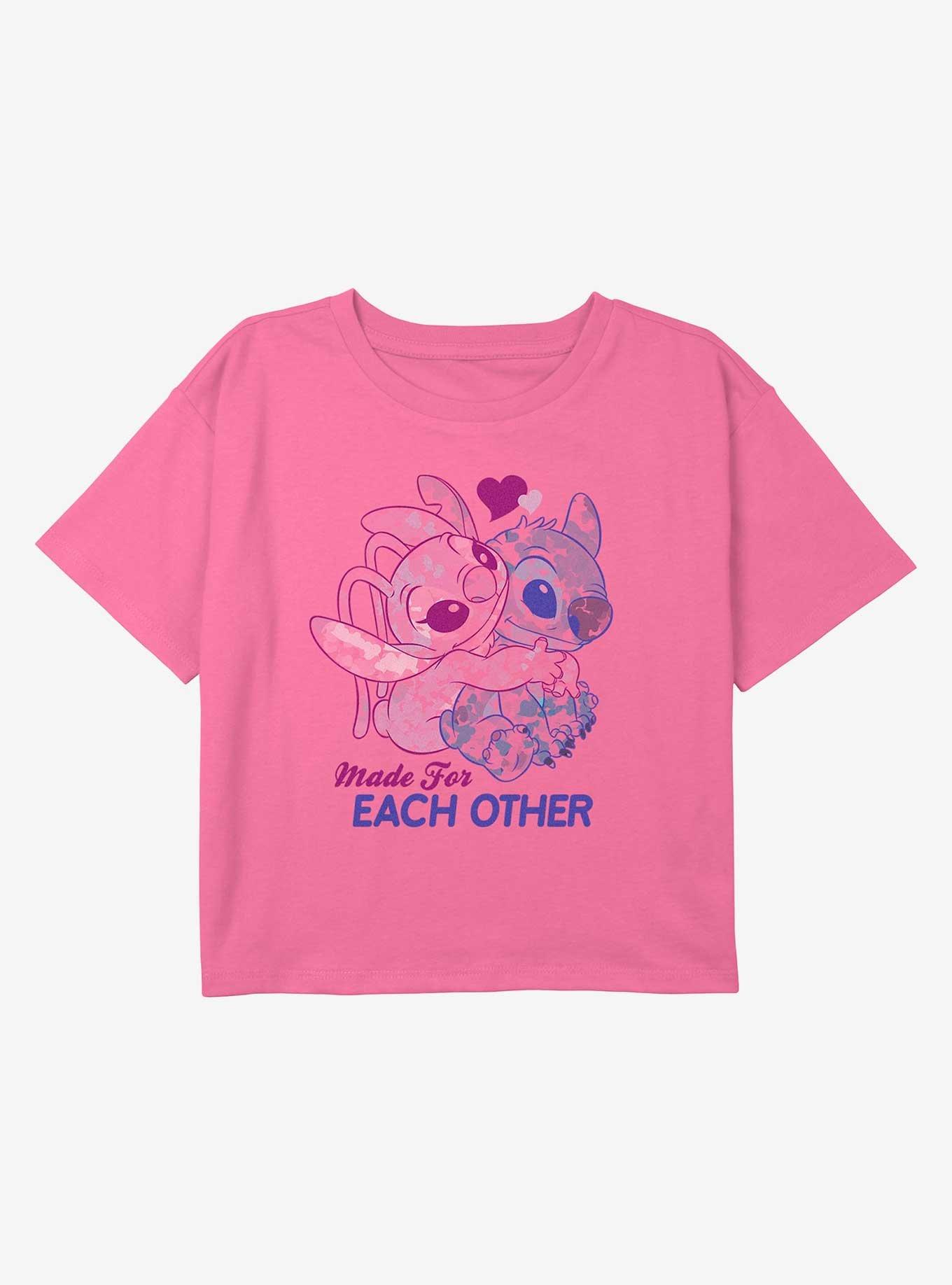 Disney Lilo & Stitch Made For Each Other Youth Girls Boxy Crop T-Shirt, , hi-res