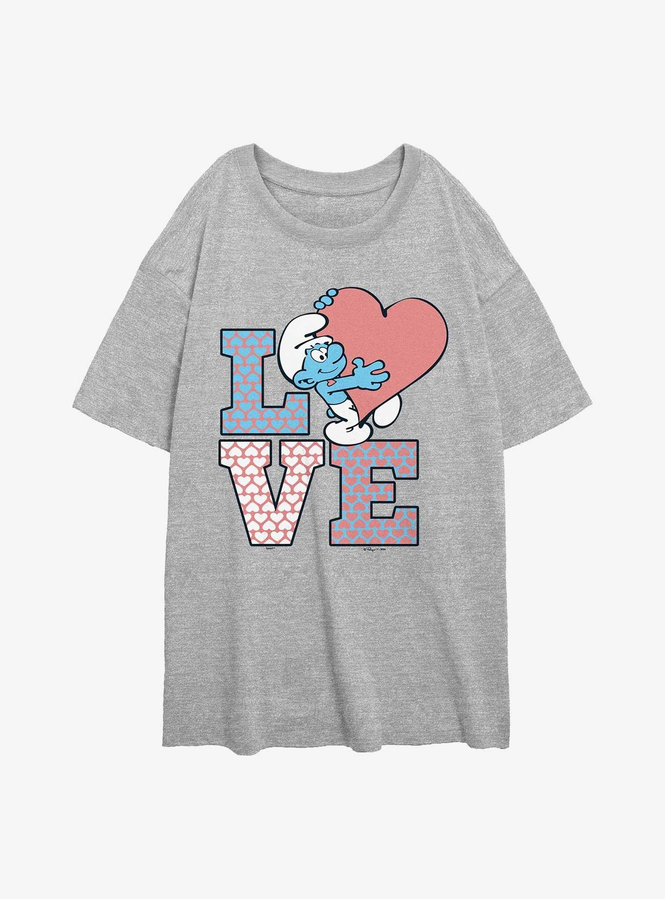 The Smurfs Love Stack Womens Oversized T-Shirt, , hi-res