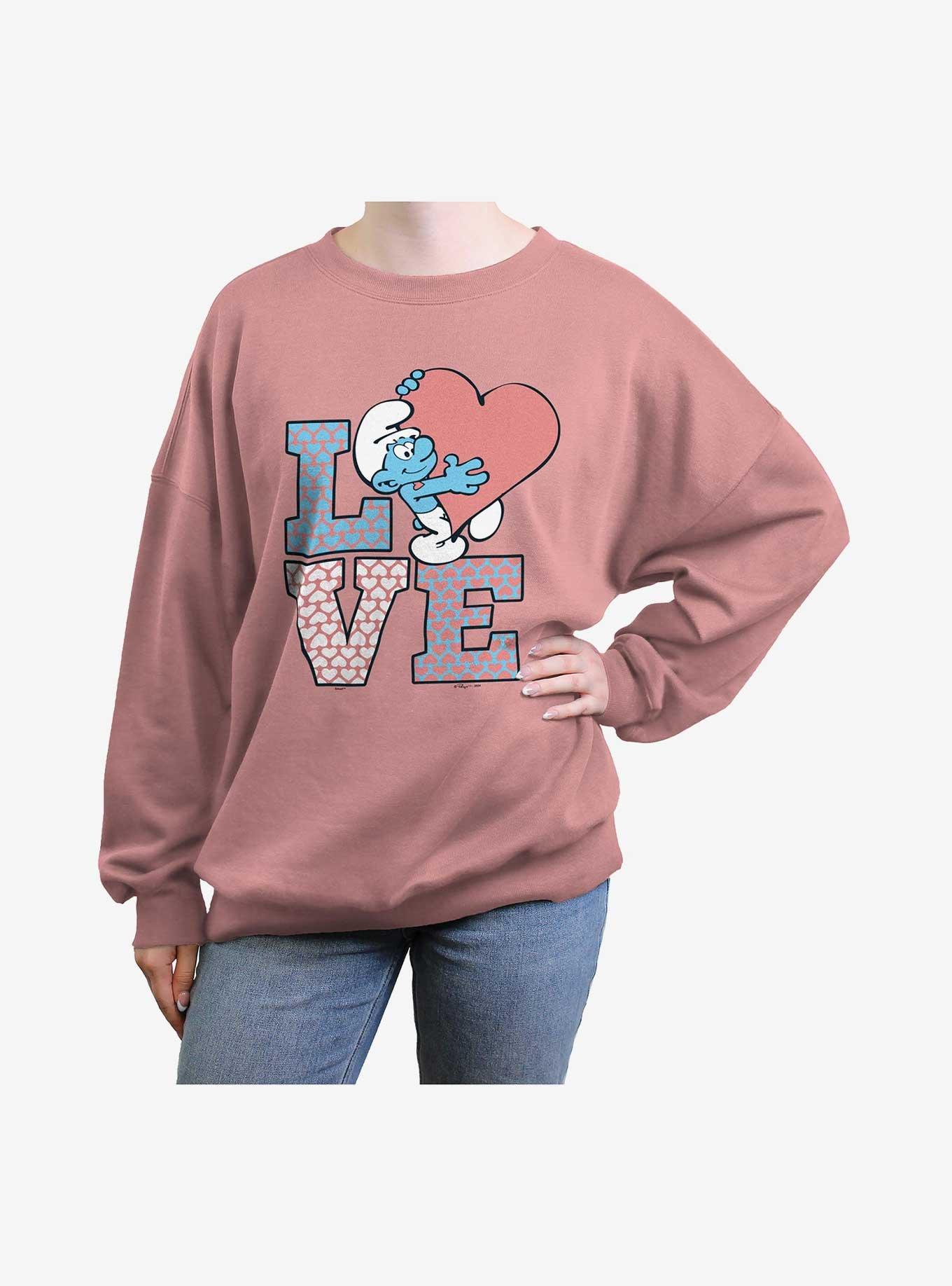 The Smurfs Love Stack Womens Oversized Sweatshirt, , hi-res