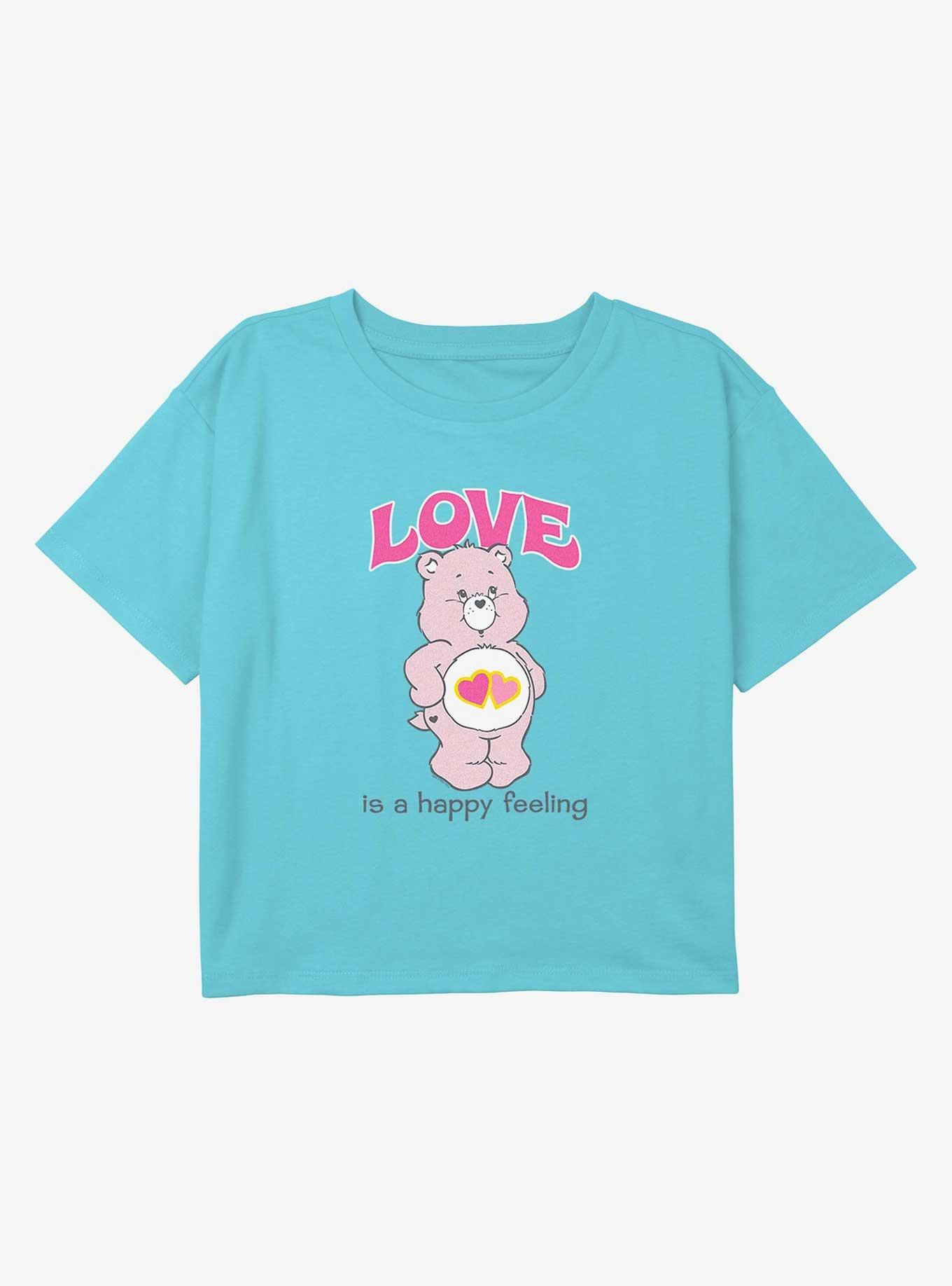 Care Bears Love Is A Happy Feeling Youth Girls Boxy Crop T-Shirt, , hi-res