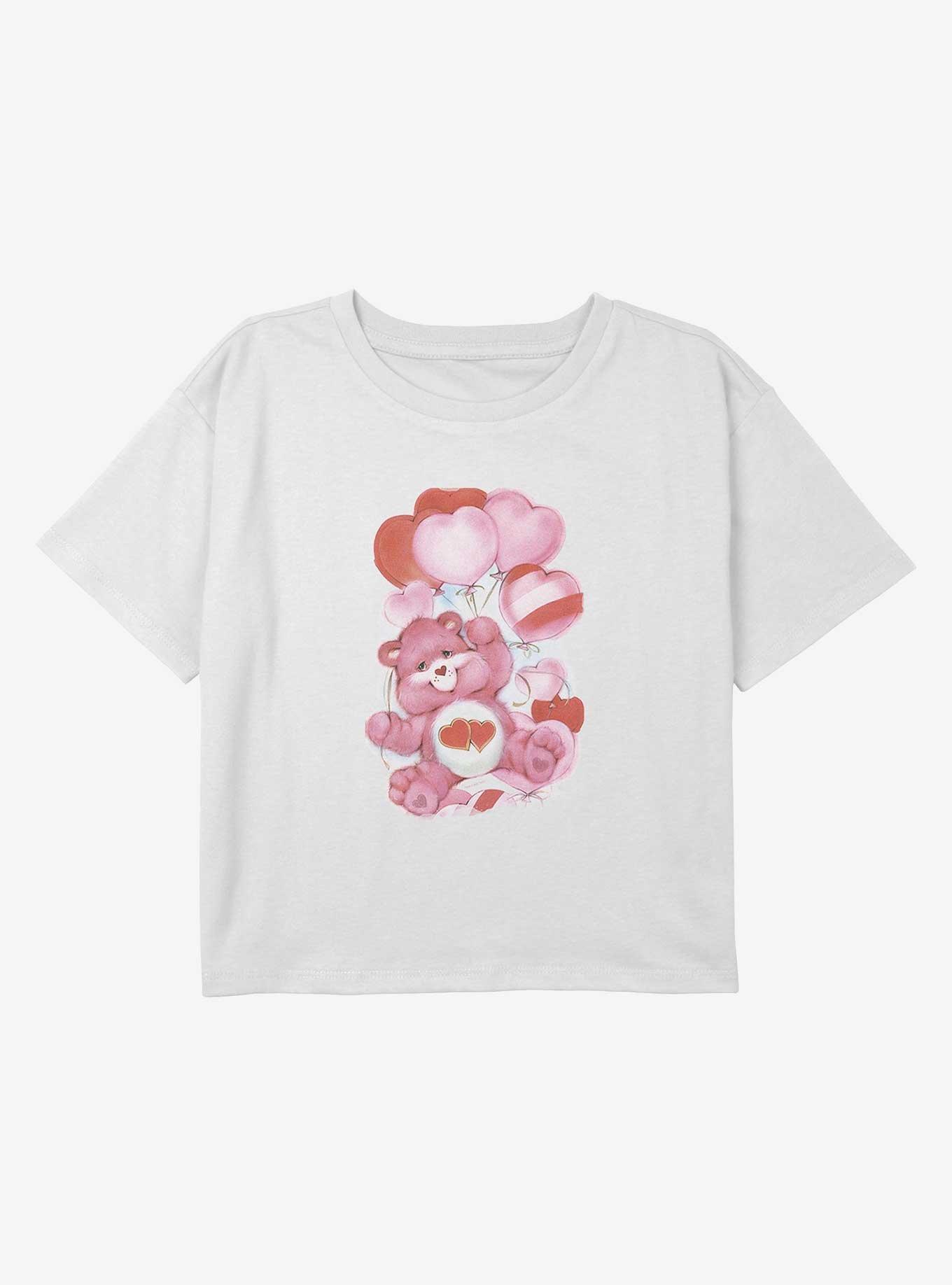 Care Bears Love A Lot Bear Balloons Youth Girls Boxy Crop T-Shirt, , hi-res