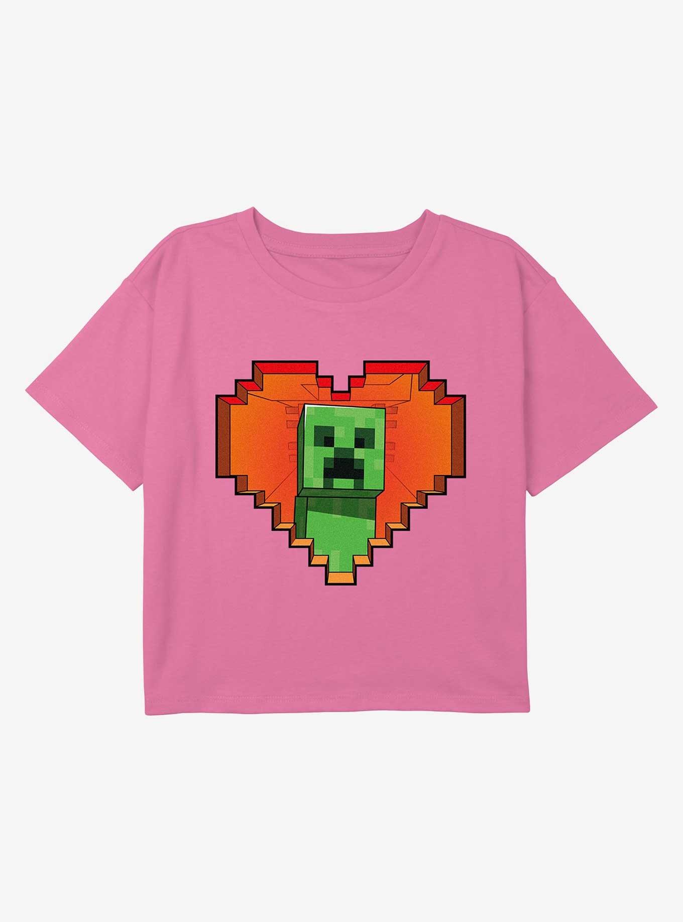 Minecraft Heart Bit Youth Girls Boxy Crop T-Shirt, , hi-res