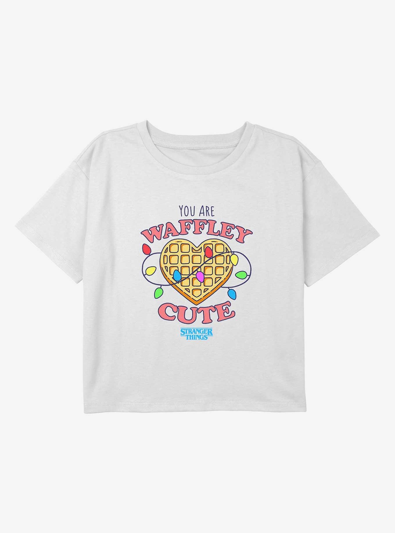 Stranger Things You Are Waffley Cute Youth Girls Boxy Crop T-Shirt, , hi-res